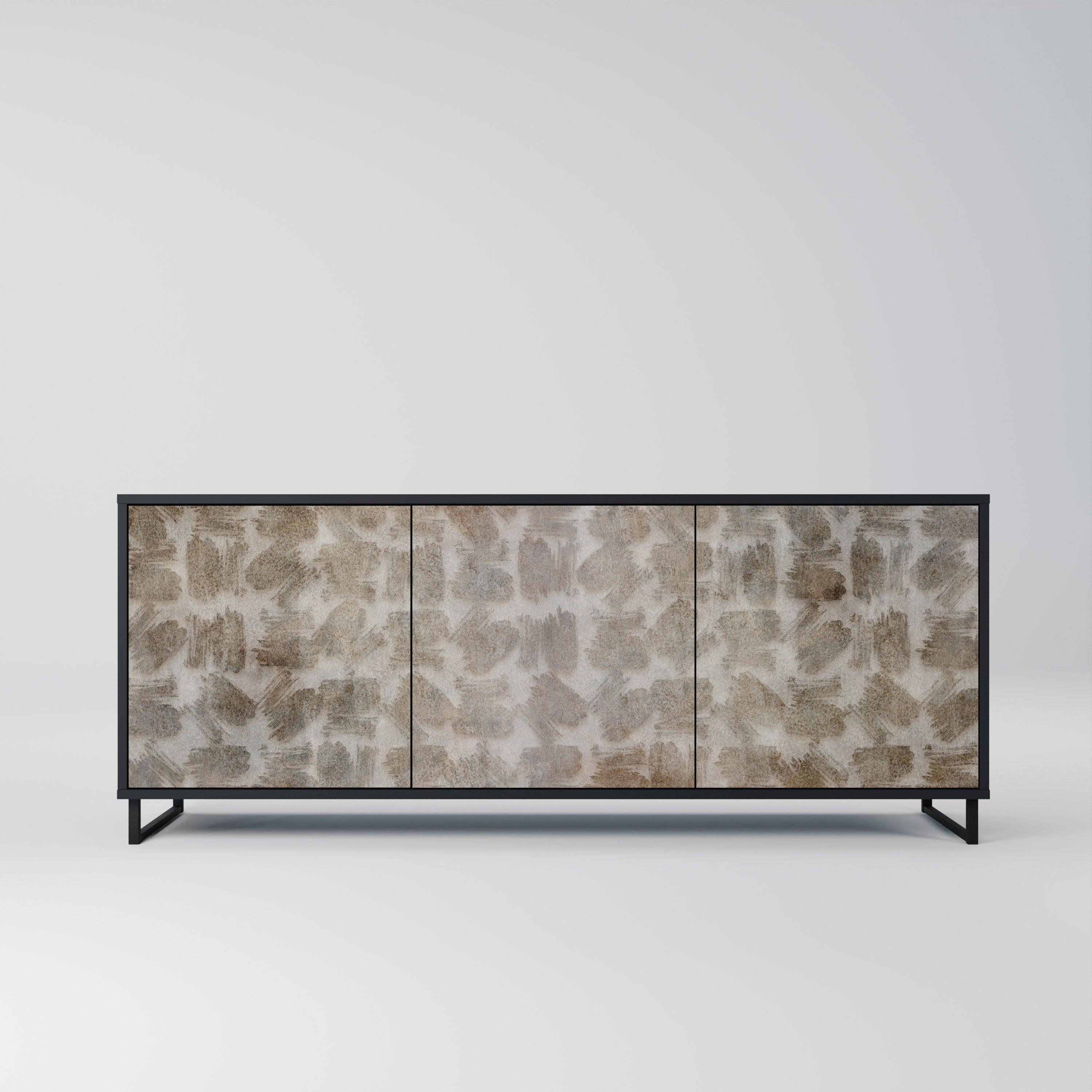 SLIGHTLY BLURRED 3-türiges Sideboard in schwarzem Finish