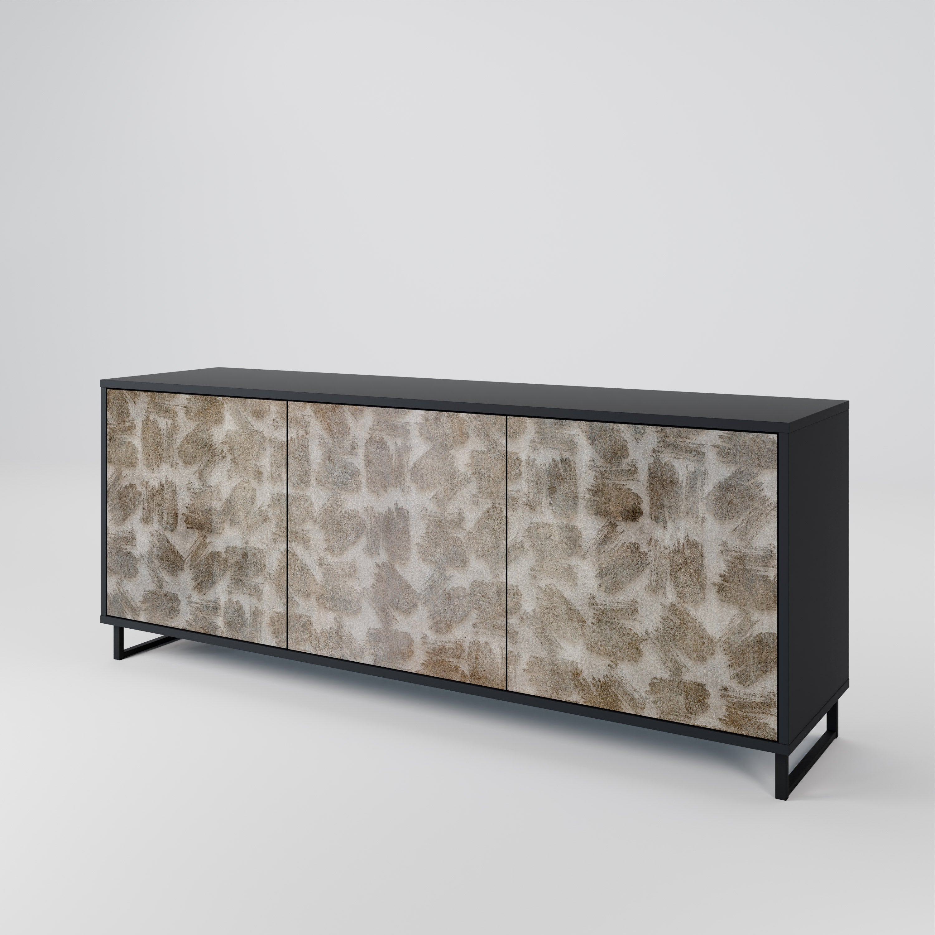 SLIGHTLY BLURRED 3-türiges Sideboard in schwarzem Finish