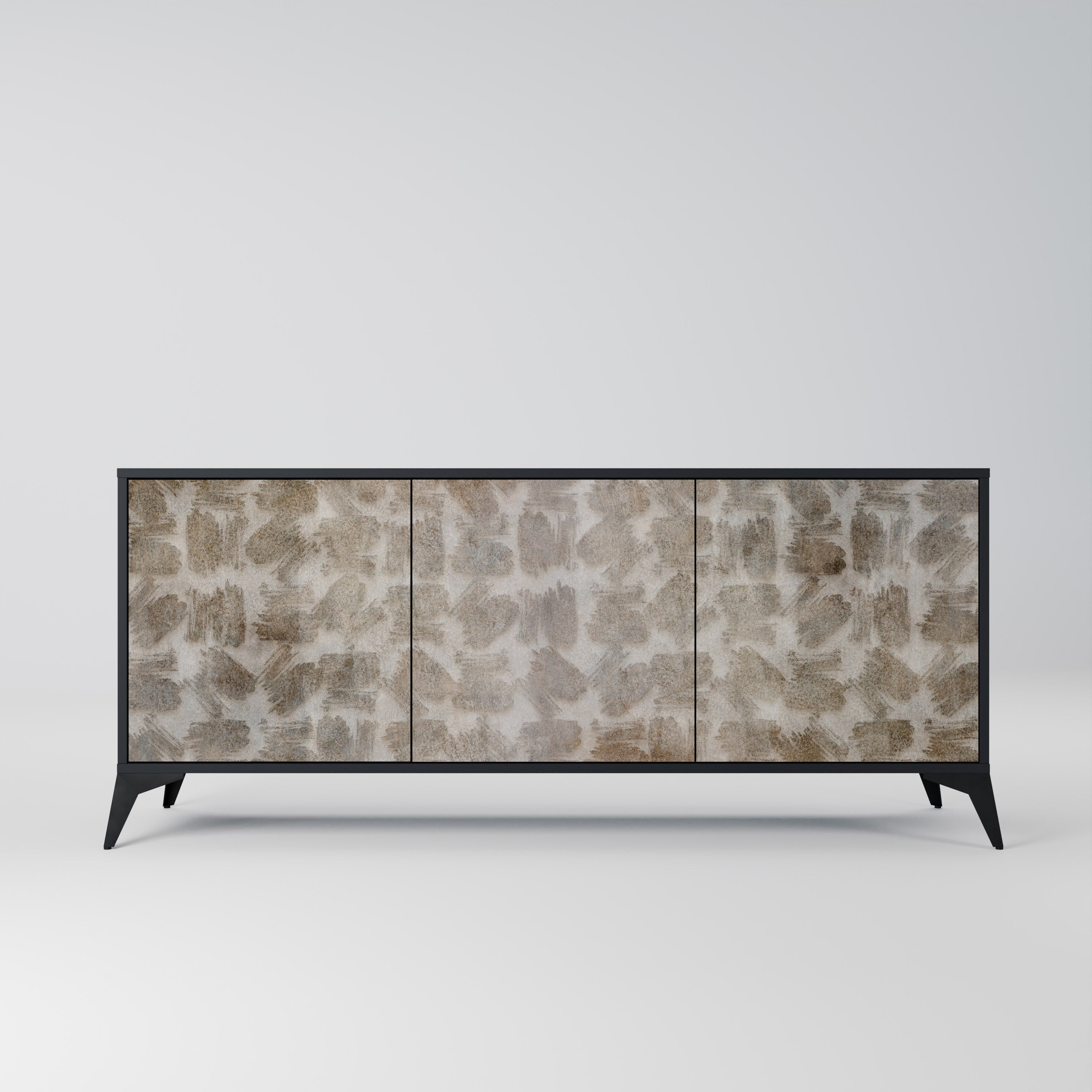 SLIGHTLY BLURRED 3-türiges Sideboard in schwarzem Finish