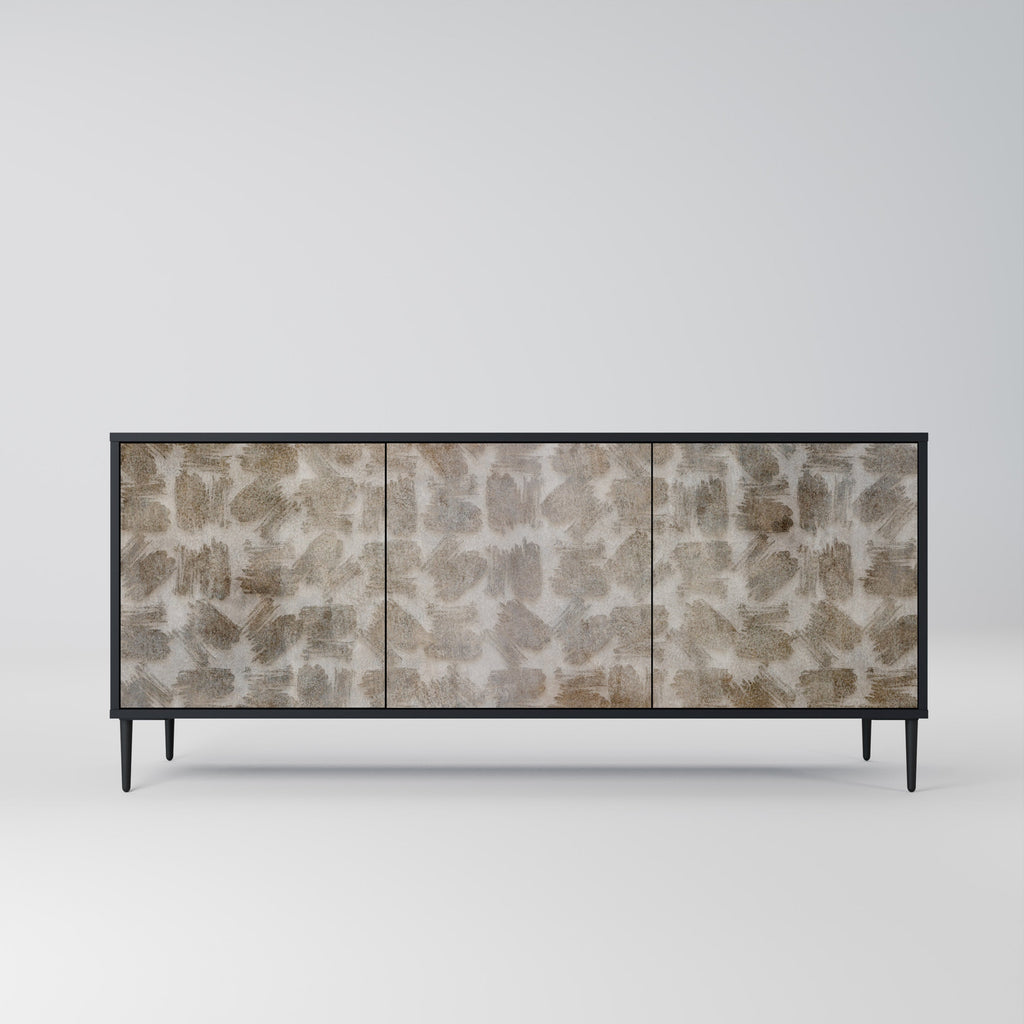 SLIGHTLY BLURRED 3-türiges Sideboard in schwarzem Finish
