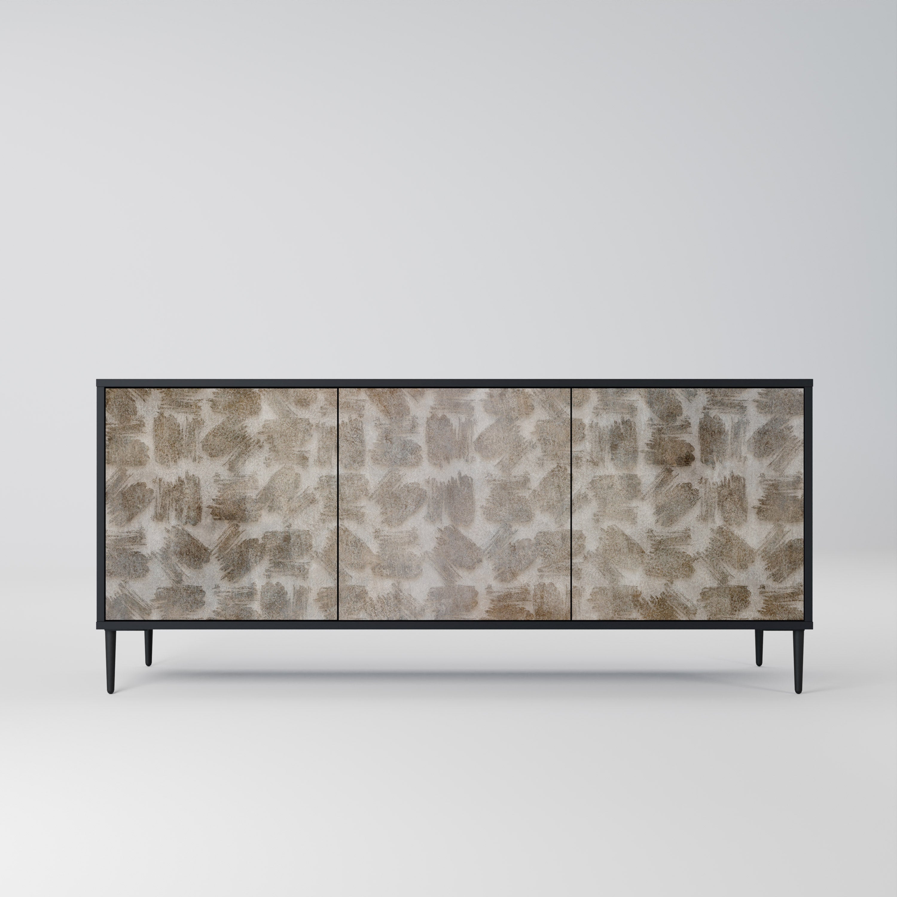 SLIGHTLY BLURRED 3-türiges Sideboard in schwarzem Finish