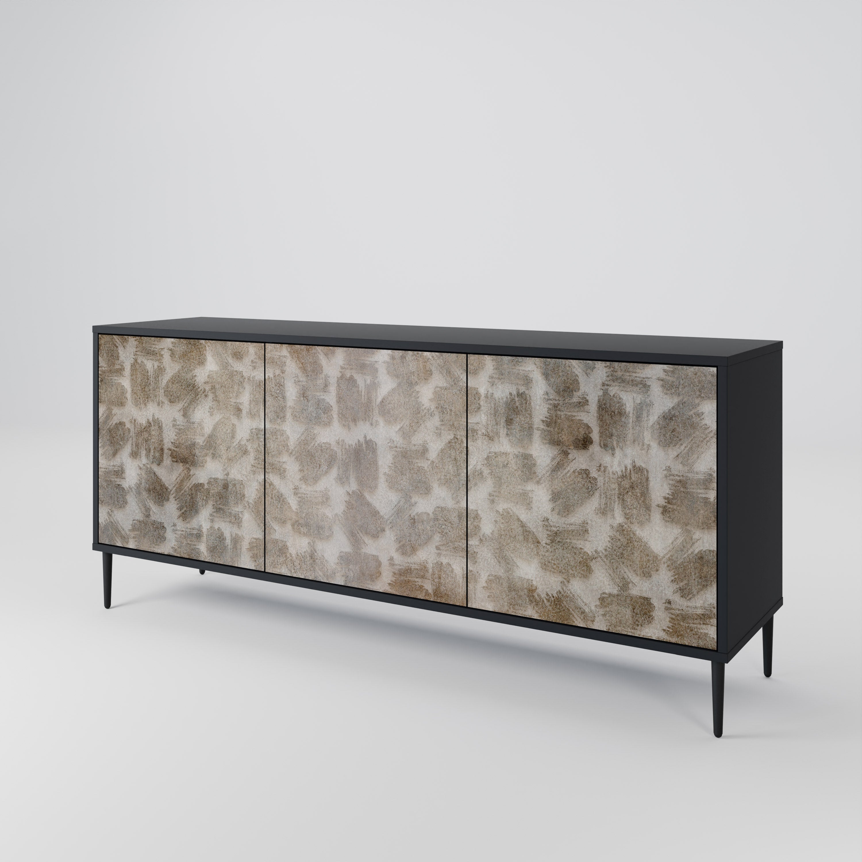 SLIGHTLY BLURRED 3-türiges Sideboard in schwarzem Finish