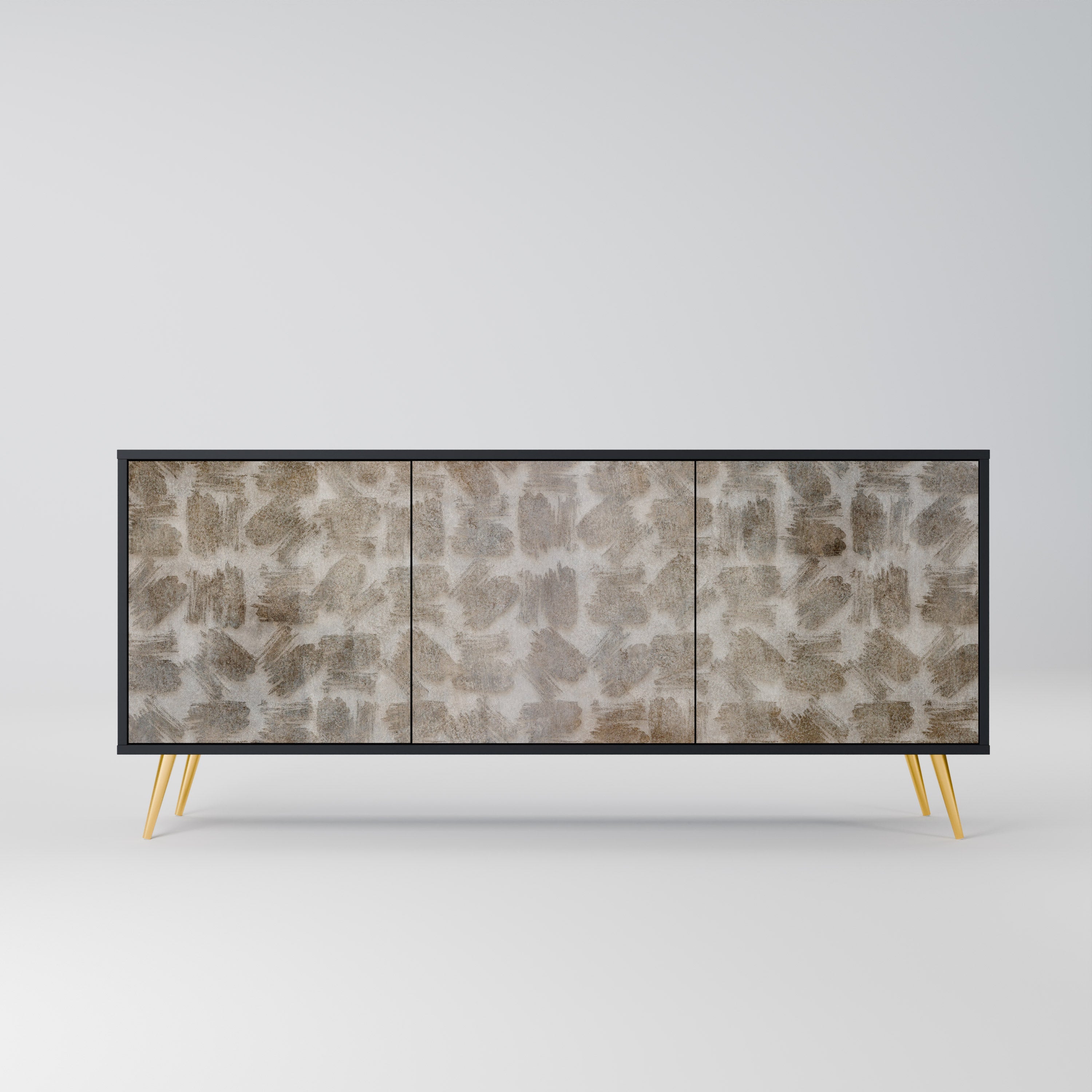 SLIGHTLY BLURRED 3-türiges Sideboard in schwarzem Finish