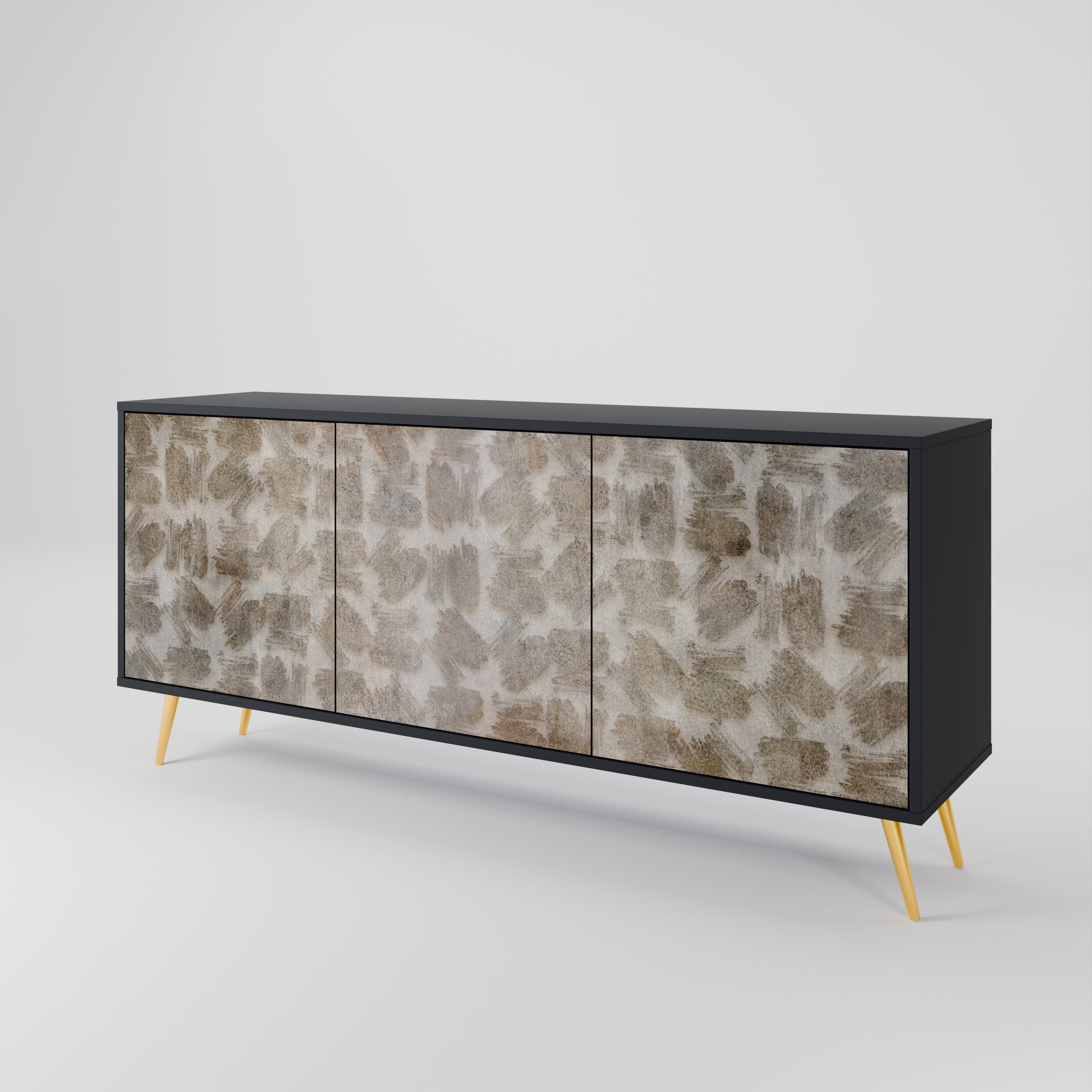 SLIGHTLY BLURRED 3-türiges Sideboard in schwarzem Finish