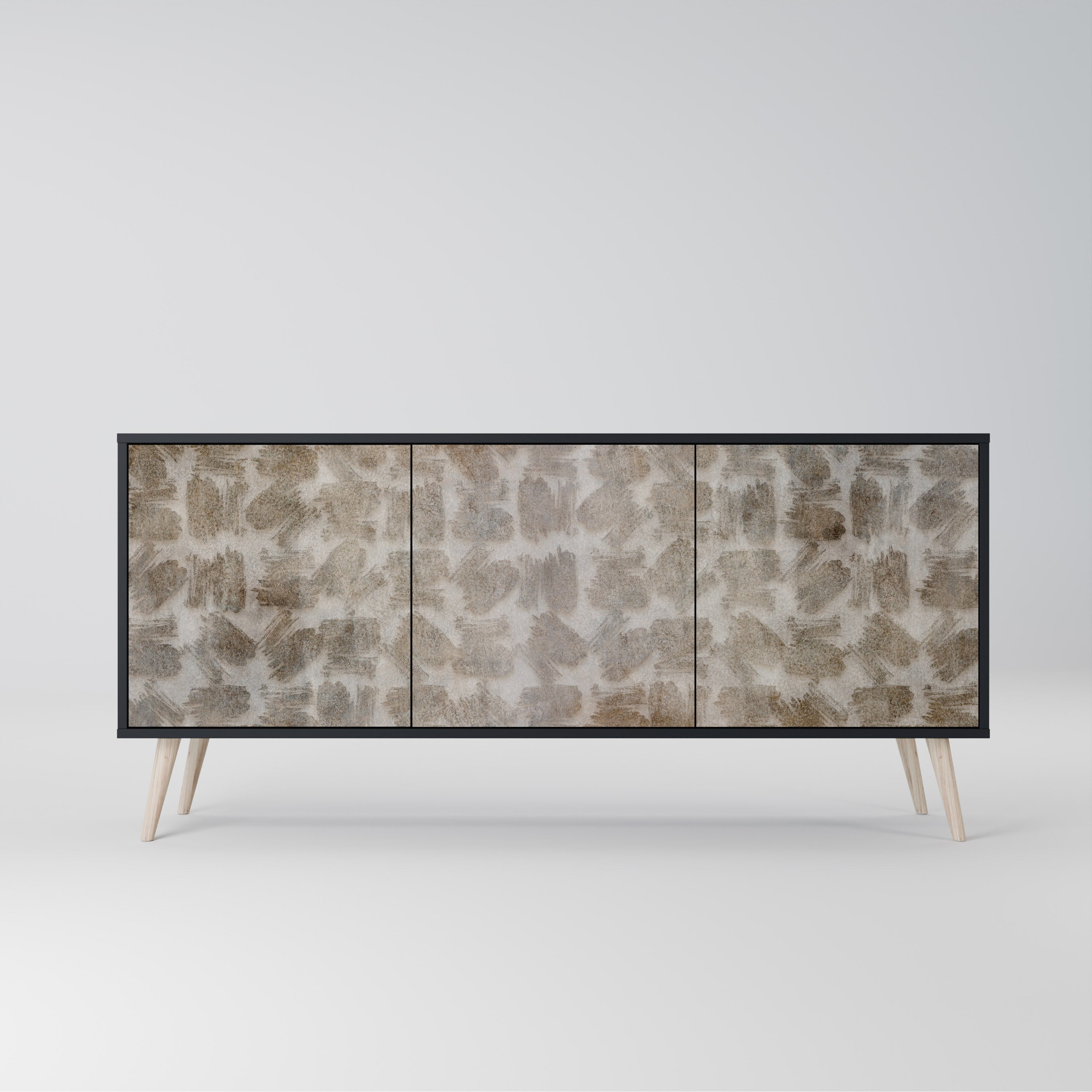 SLIGHTLY BLURRED 3-türiges Sideboard in schwarzem Finish