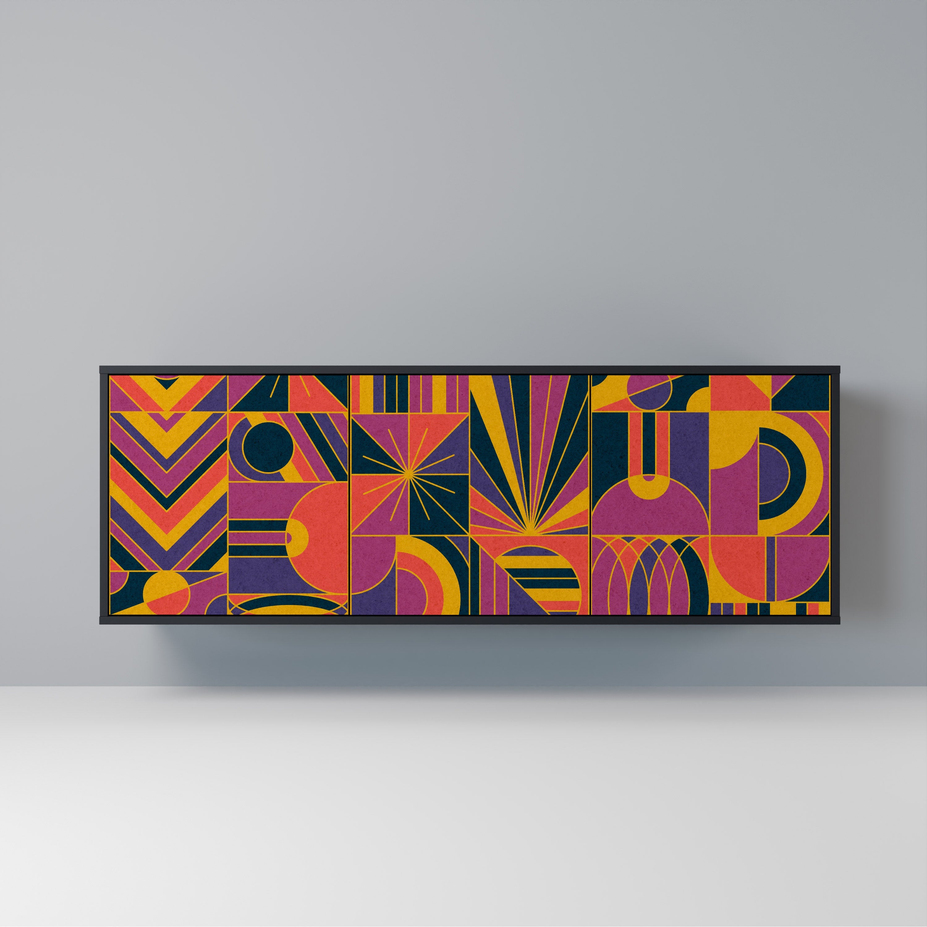 ELECTRIC PATTERNS Sideboard mit 3 Türen, schwarzes Finish