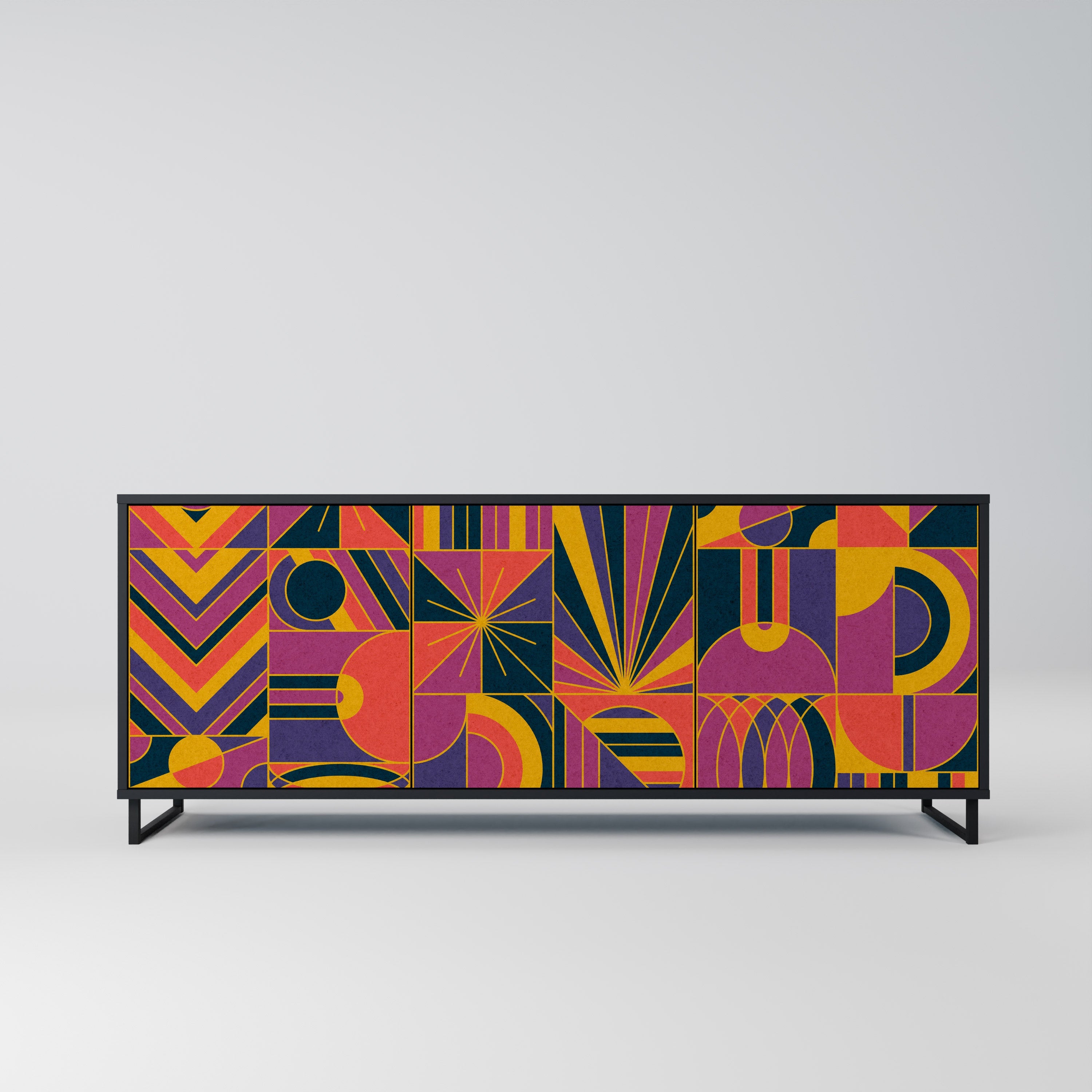 ELECTRIC PATTERNS Sideboard mit 3 Türen, schwarzes Finish