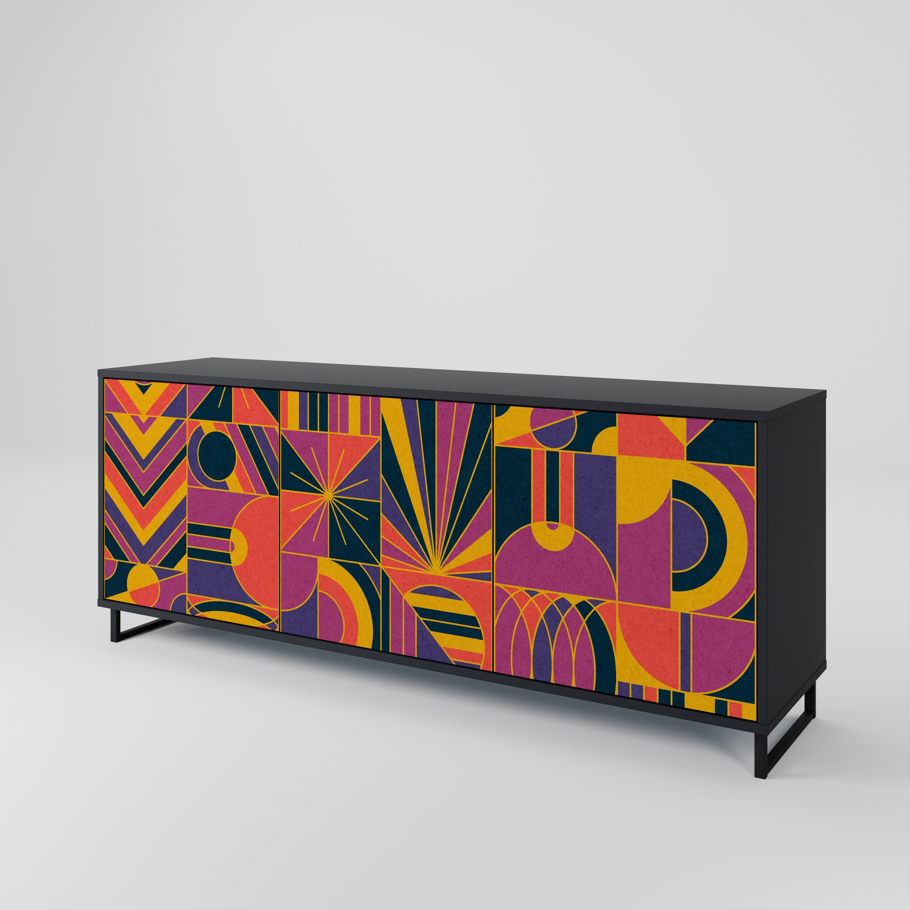 ELECTRIC PATTERNS Sideboard mit 3 Türen, schwarzes Finish