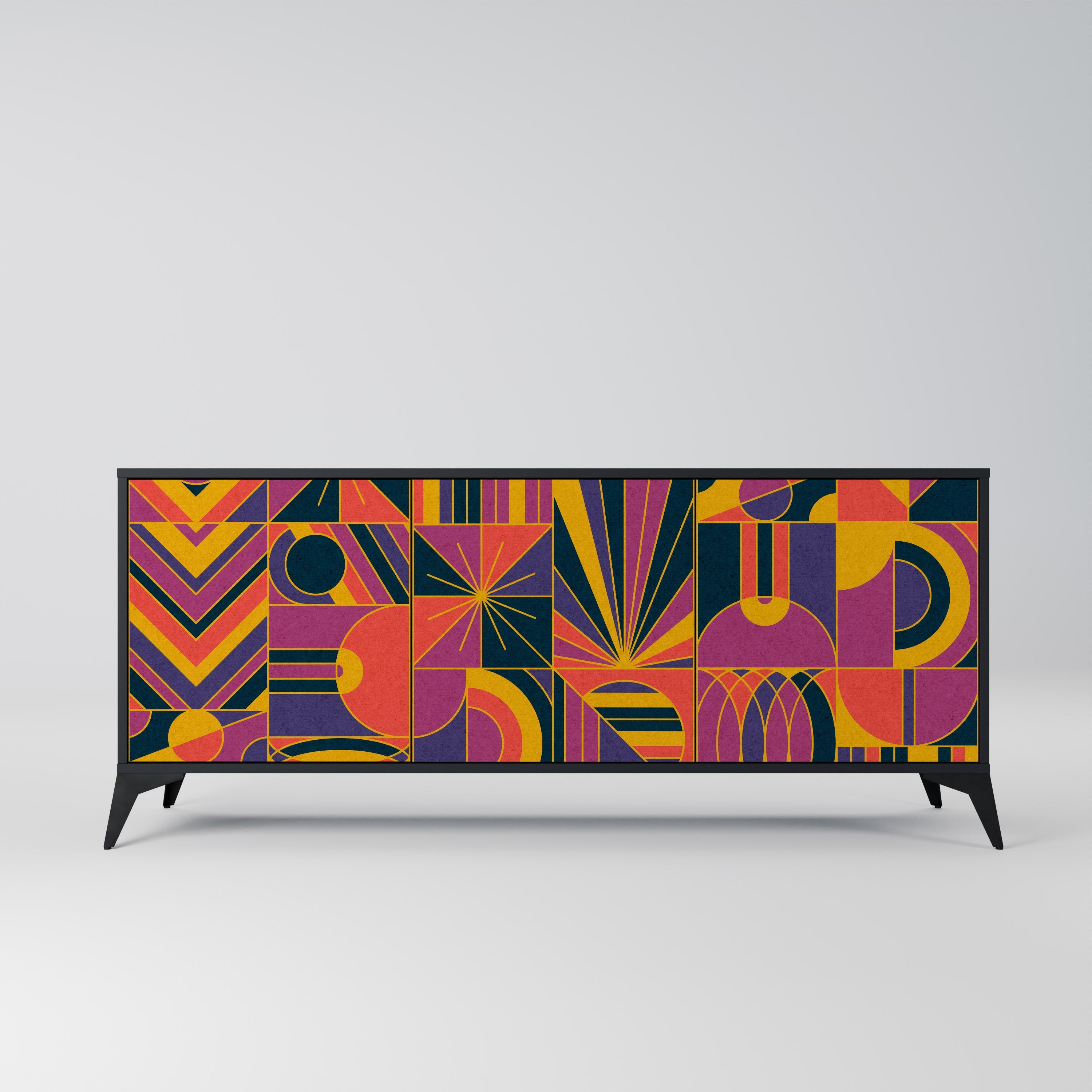ELECTRIC PATTERNS Sideboard mit 3 Türen, schwarzes Finish