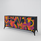 ELECTRIC PATTERNS 3-Door Sideboard in Black Finish