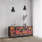 ELECTRIC PATTERNS 3-Door Sideboard in Black Finish