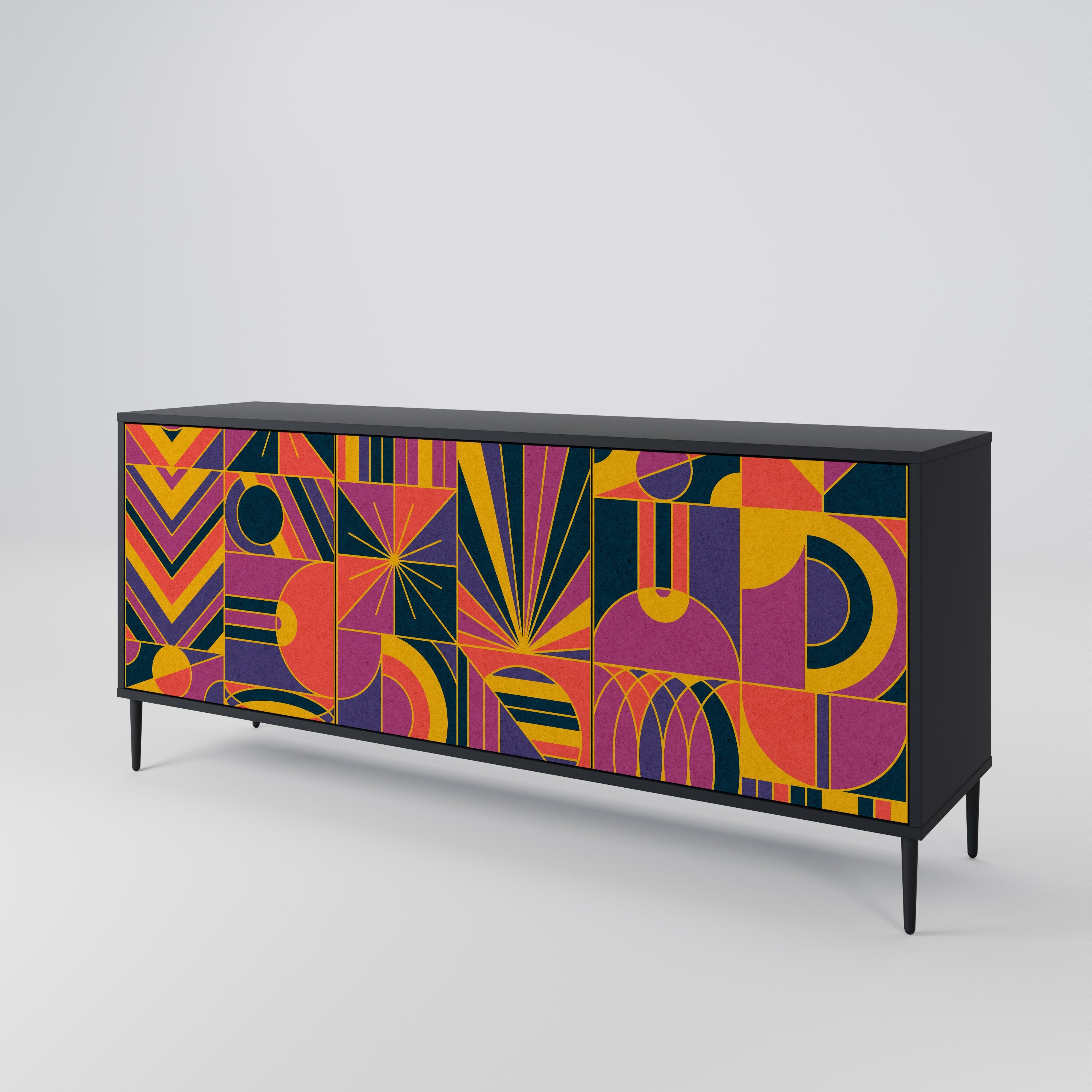 ELECTRIC PATTERNS Sideboard mit 3 Türen, schwarzes Finish