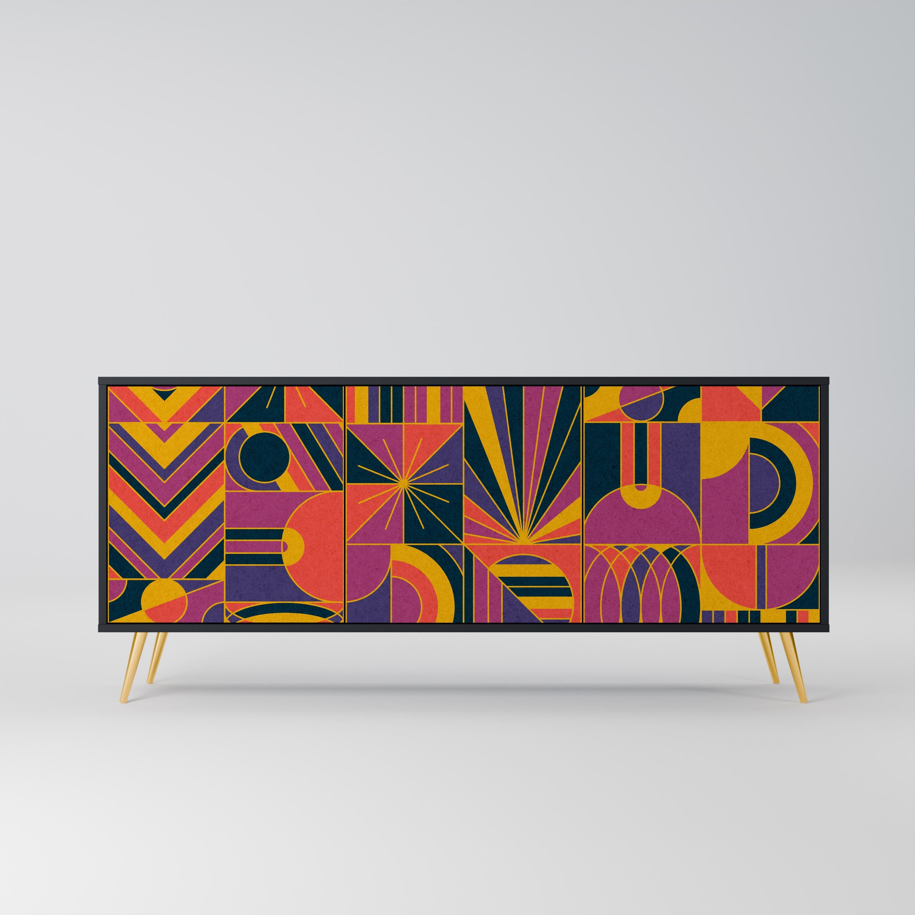 ELECTRIC PATTERNS Sideboard mit 3 Türen, schwarzes Finish