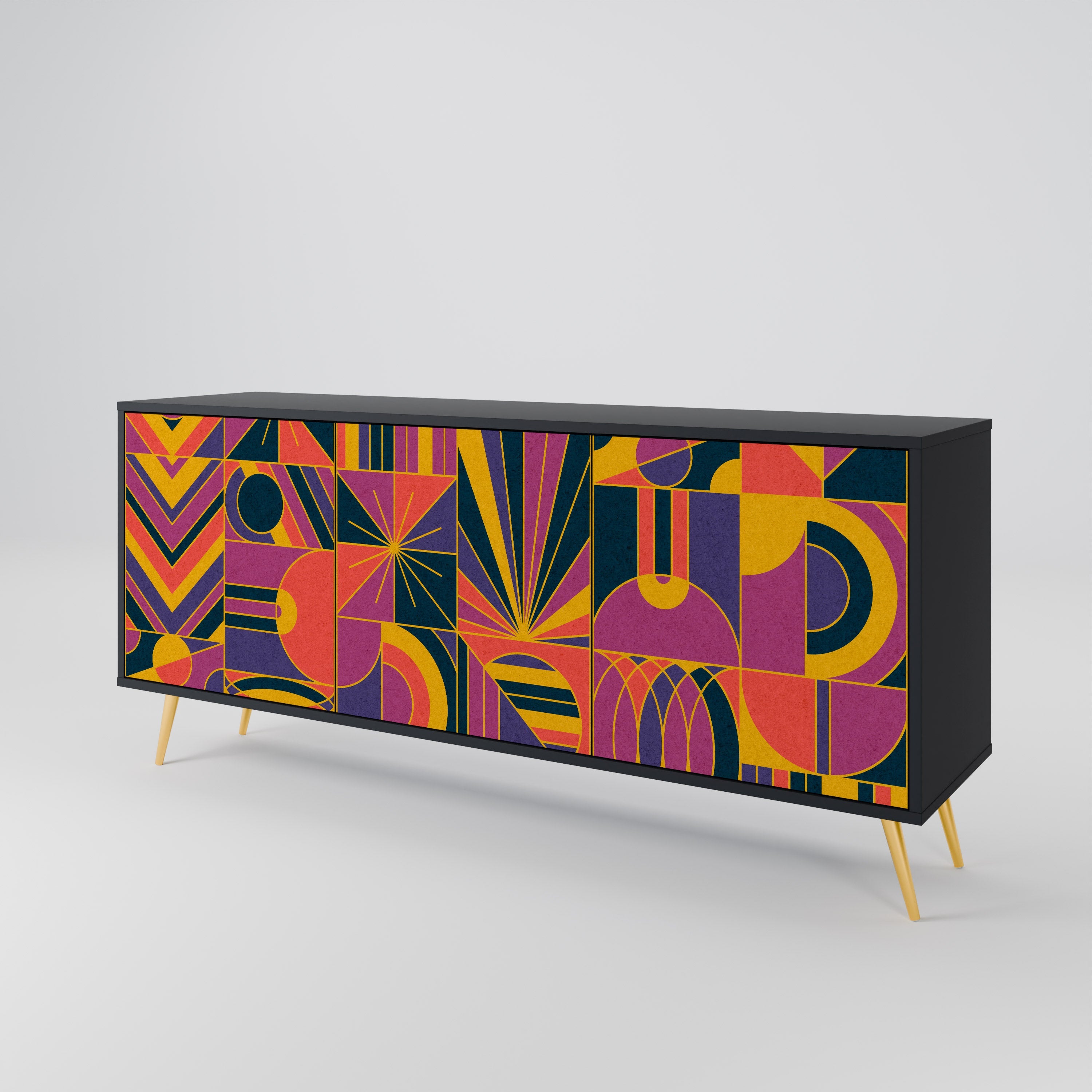 ELECTRIC PATTERNS Sideboard mit 3 Türen, schwarzes Finish