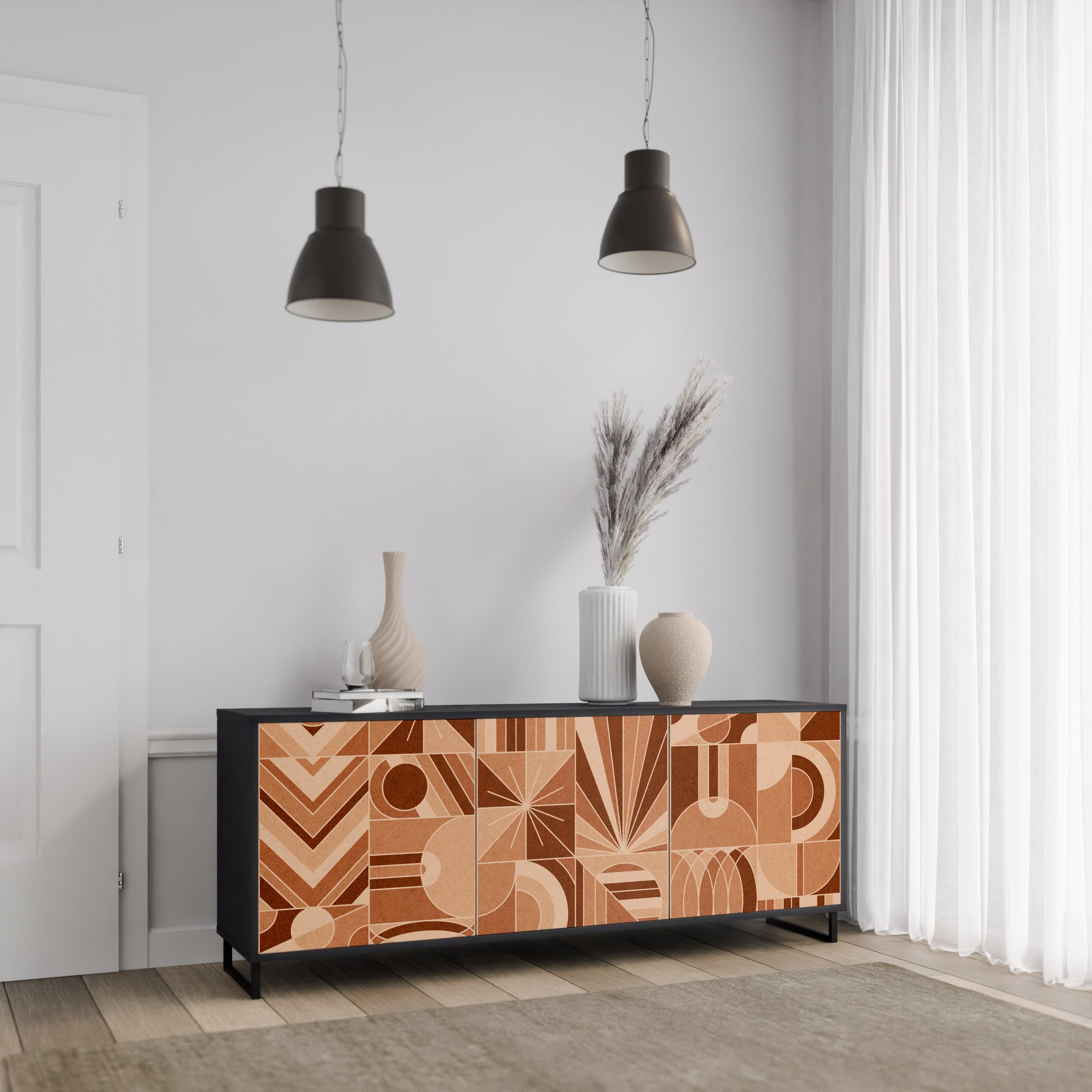 PRISM MOSAIC 3-türiges Sideboard in Schwarz