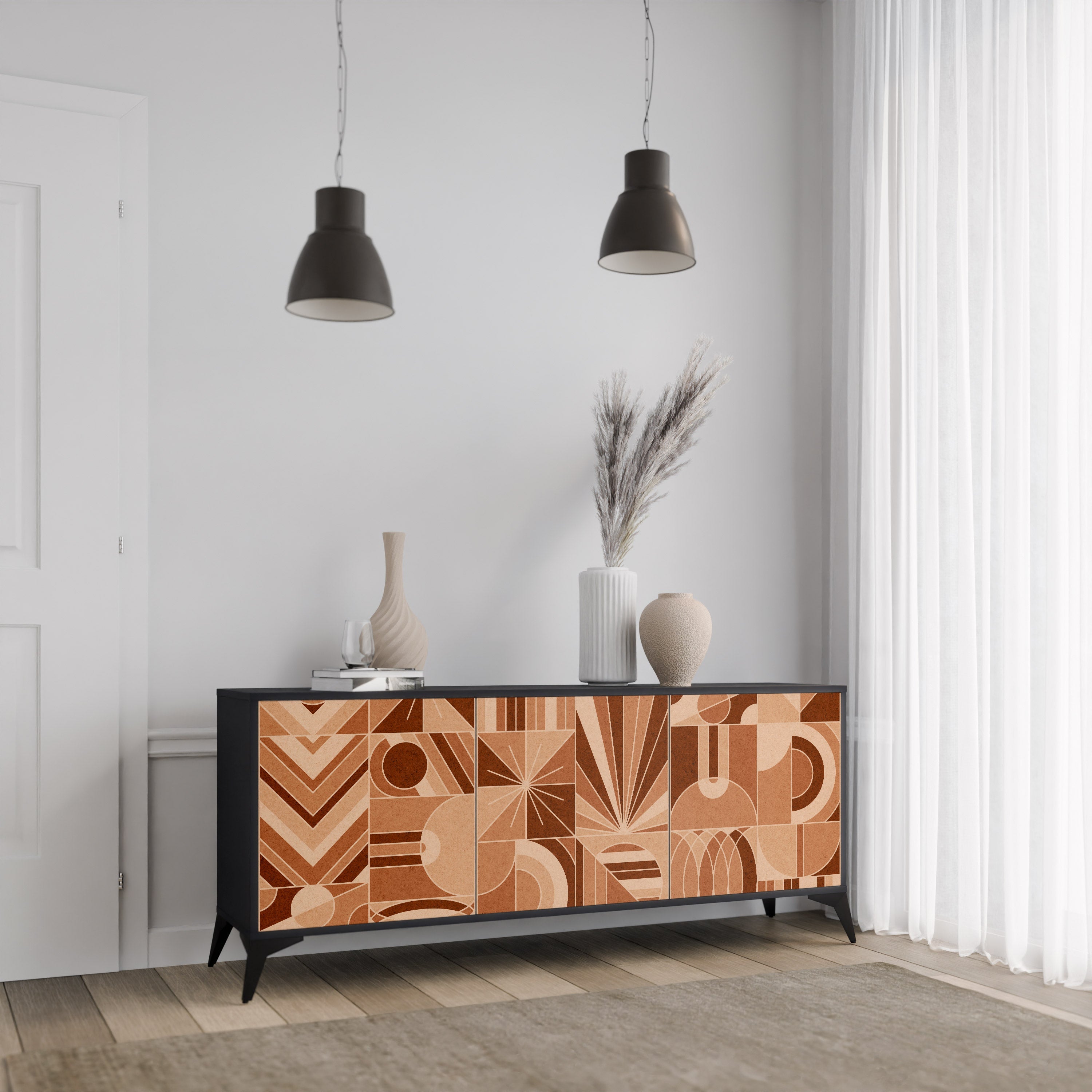 PRISM MOSAIC 3-türiges Sideboard in Schwarz