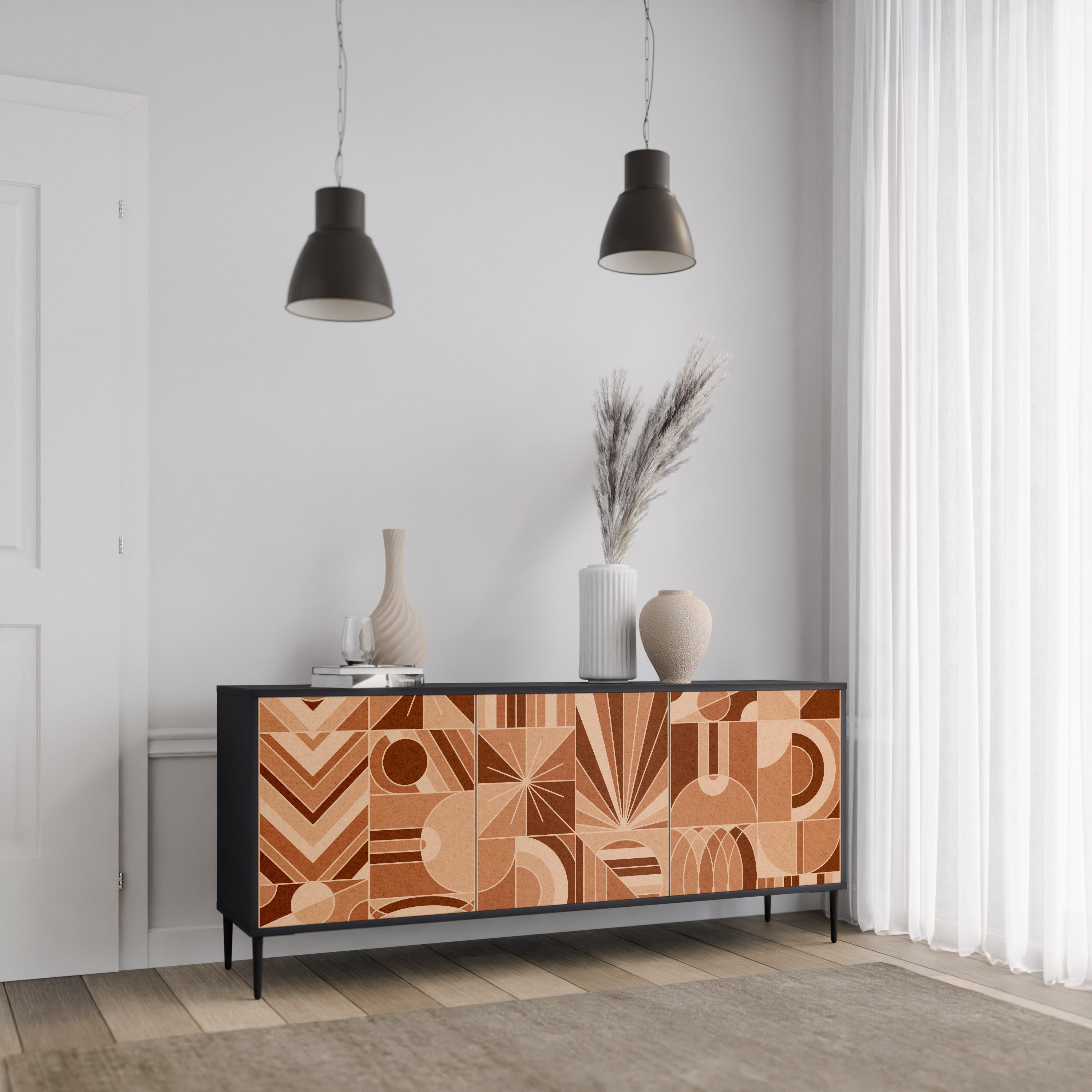PRISM MOSAIC 3-türiges Sideboard in Schwarz