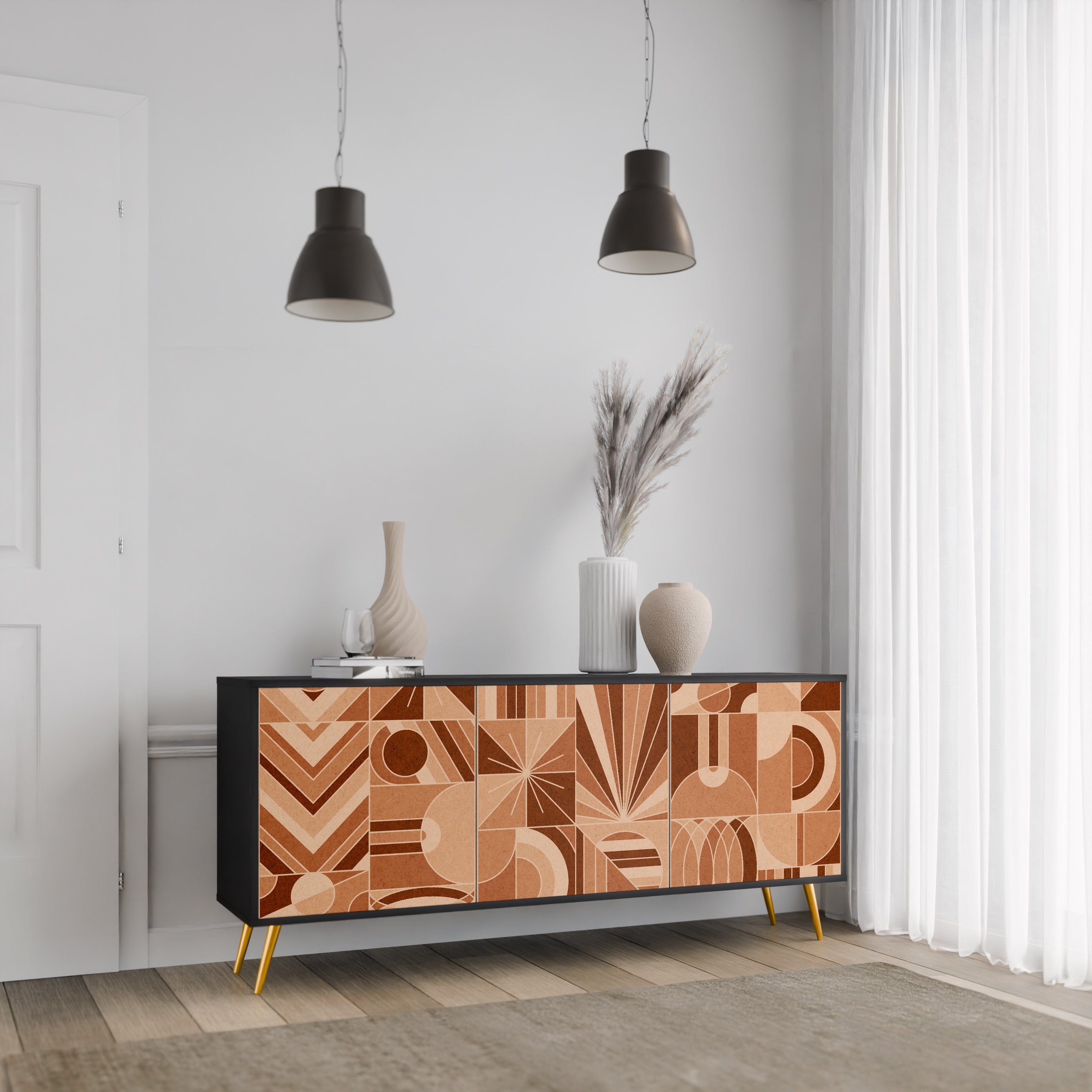 PRISM MOSAIC 3-türiges Sideboard in Schwarz
