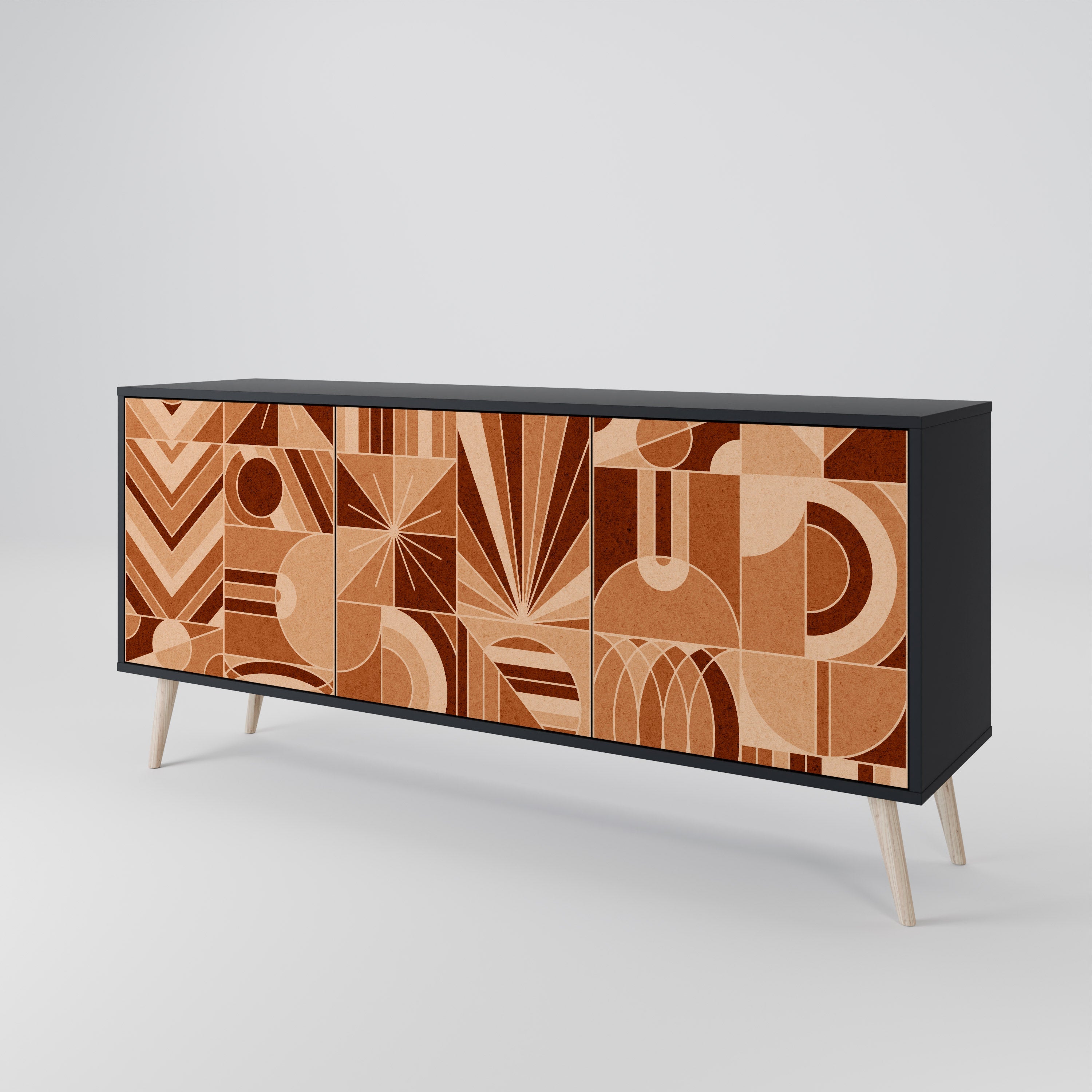 PRISM MOSAIC 3-türiges Sideboard in Schwarz