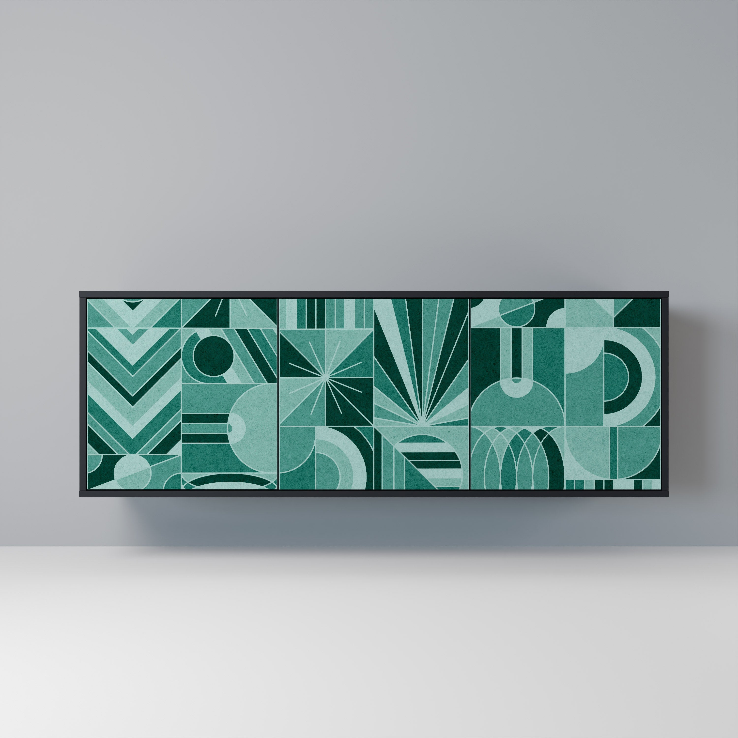 HARMONIC GRID 3-türiges Sideboard in Schwarz