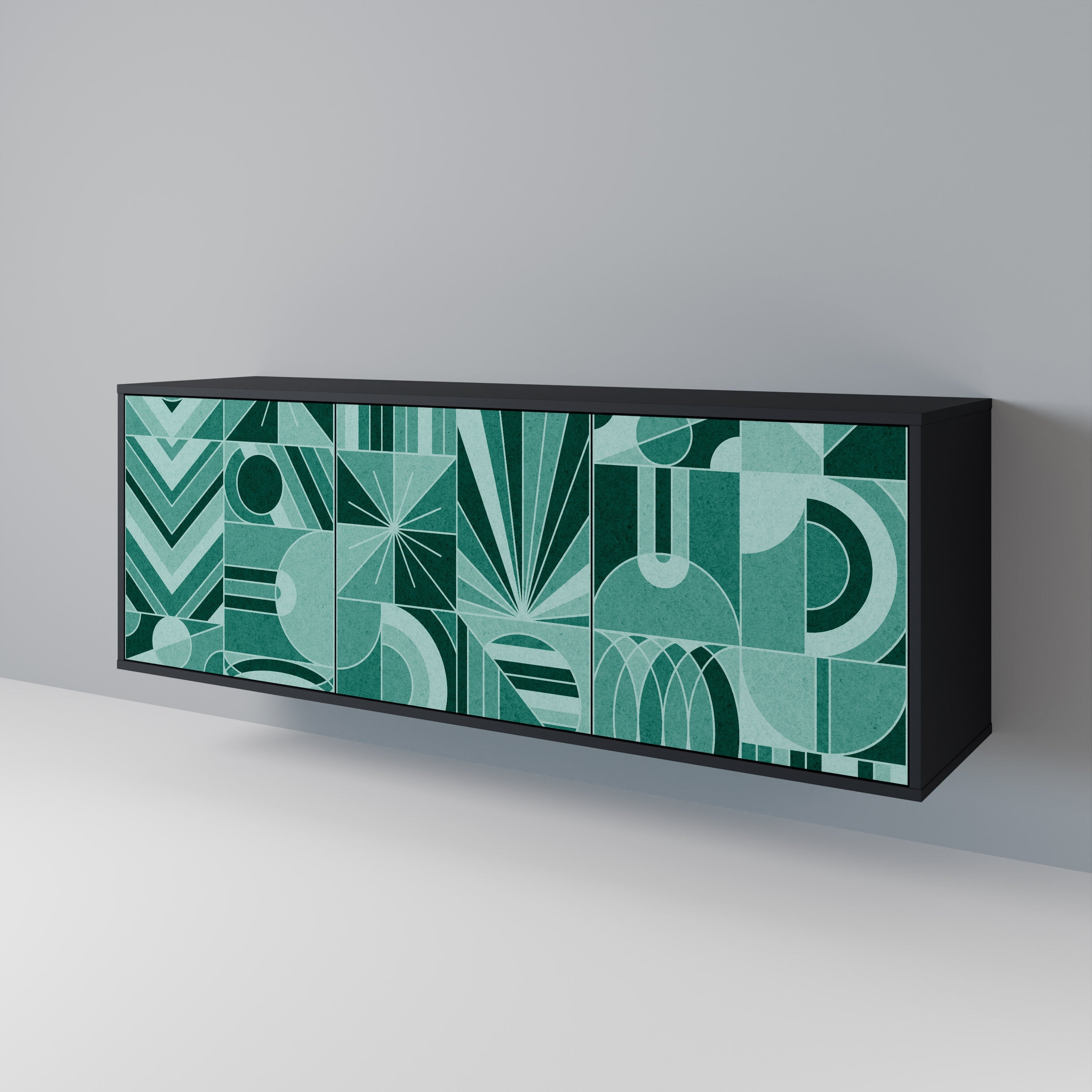 HARMONIC GRID 3-türiges Sideboard in Schwarz