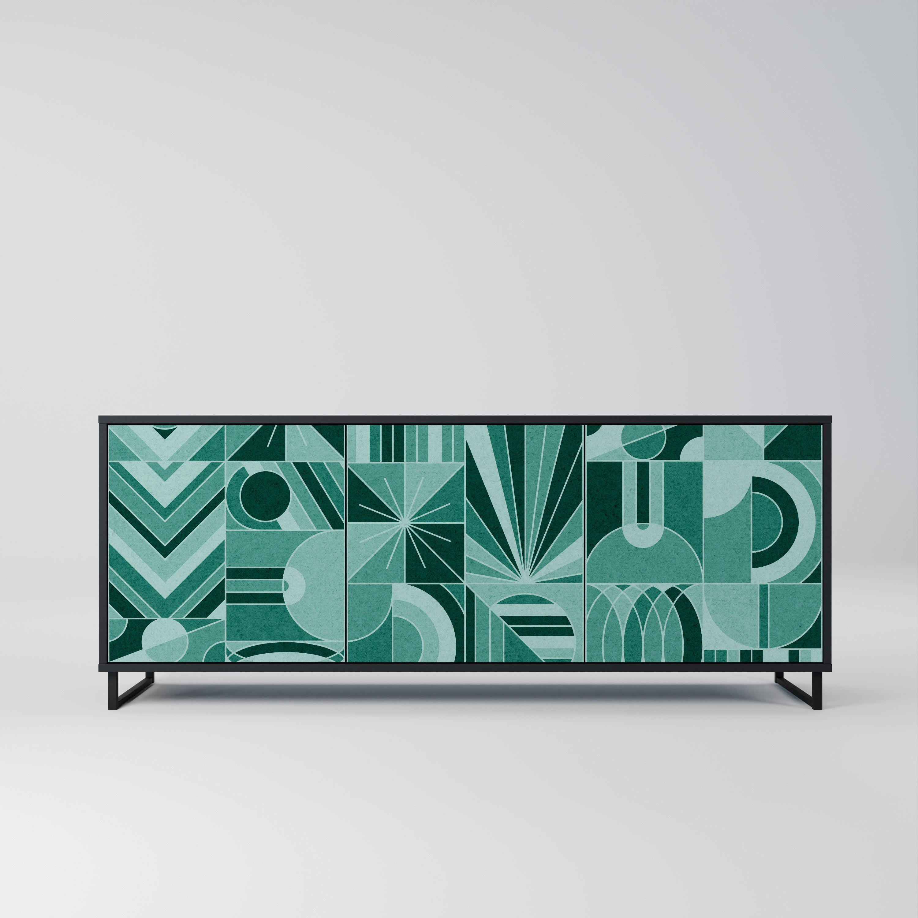 HARMONIC GRID 3-türiges Sideboard in Schwarz