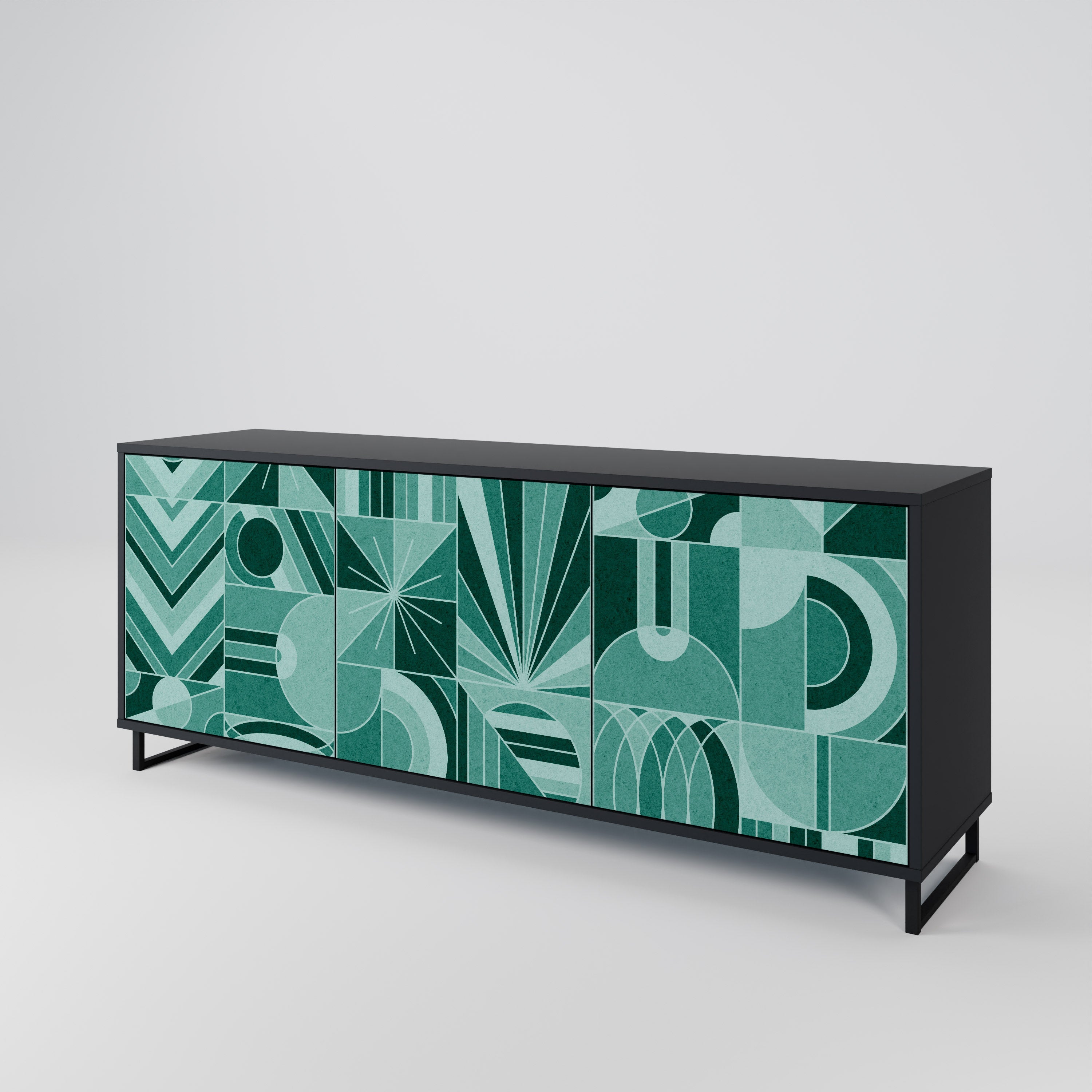 HARMONIC GRID 3-türiges Sideboard in Schwarz