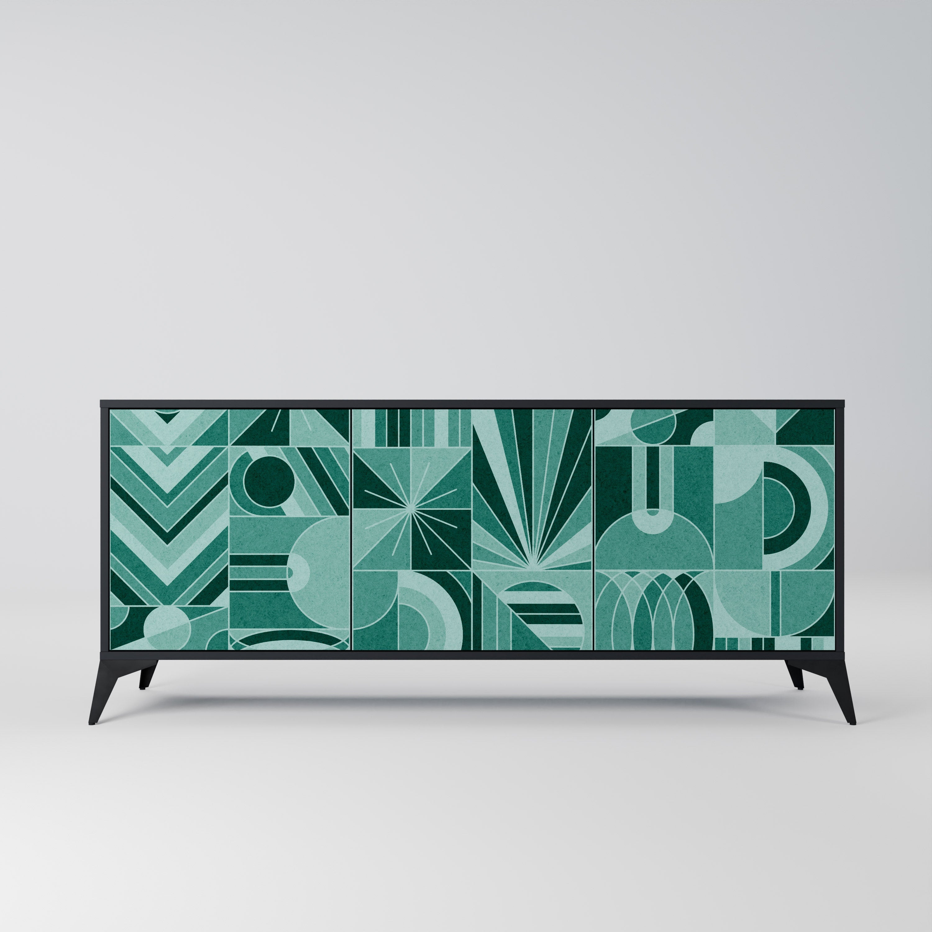 HARMONIC GRID 3-türiges Sideboard in Schwarz