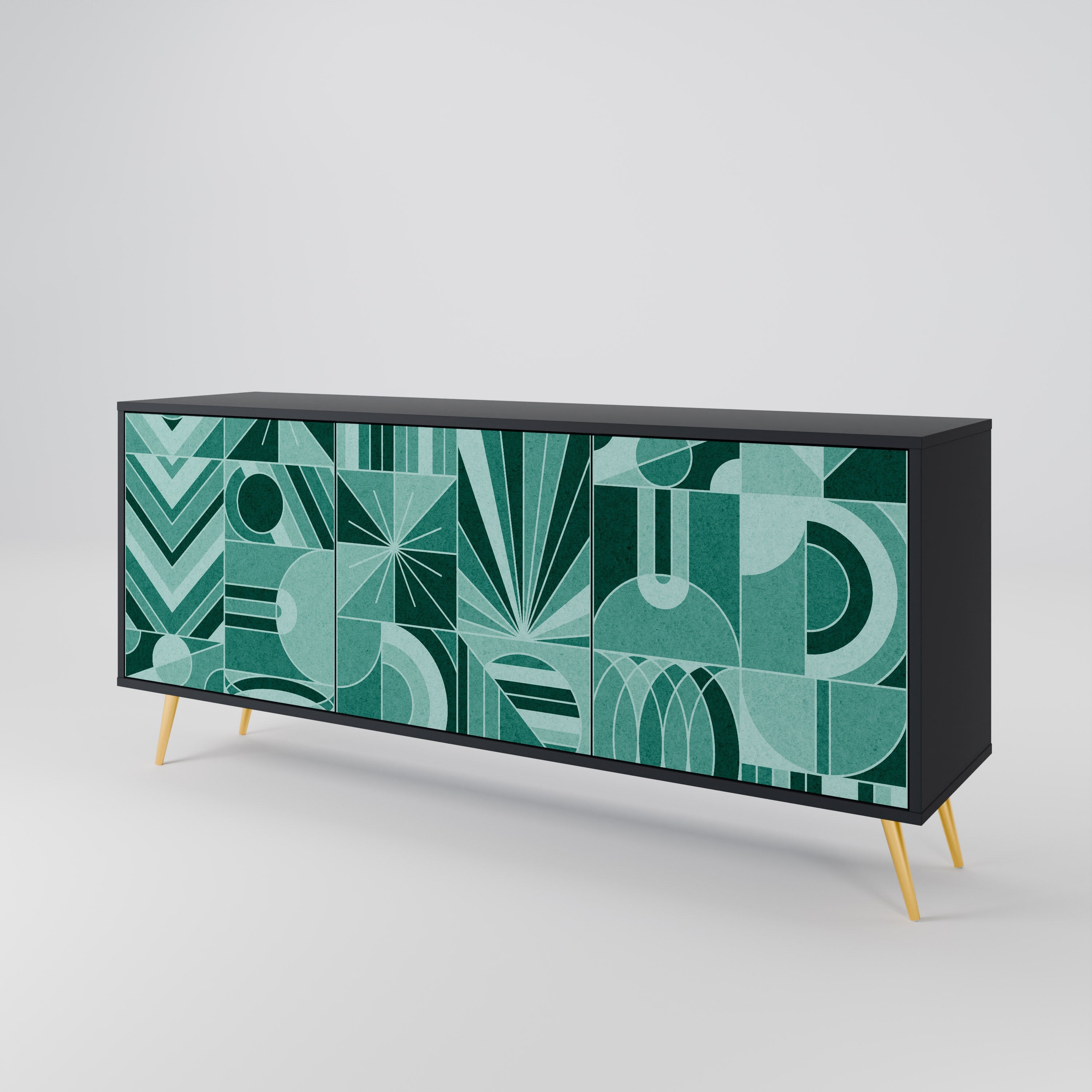 HARMONIC GRID 3-türiges Sideboard in Schwarz