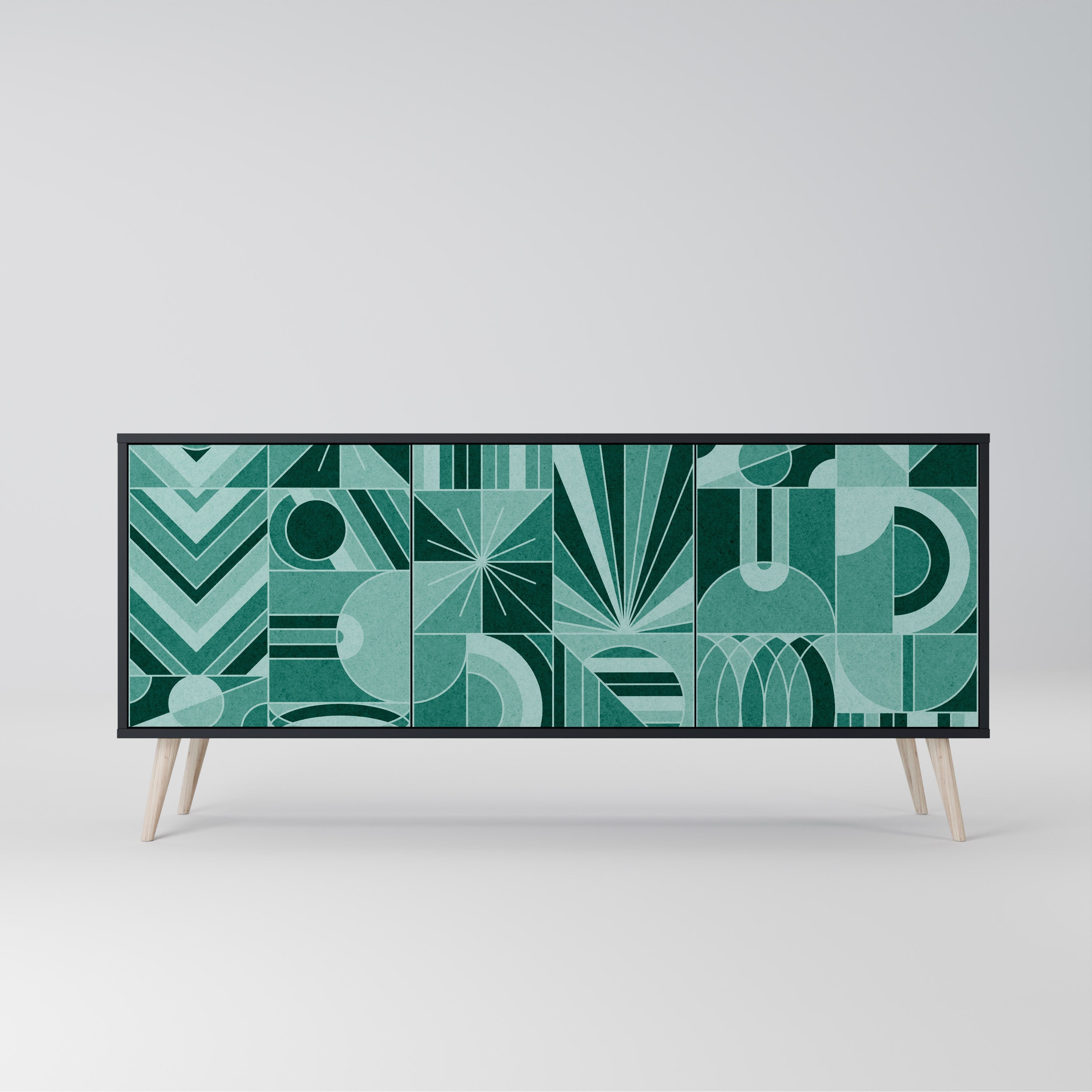 HARMONIC GRID 3-türiges Sideboard in Schwarz