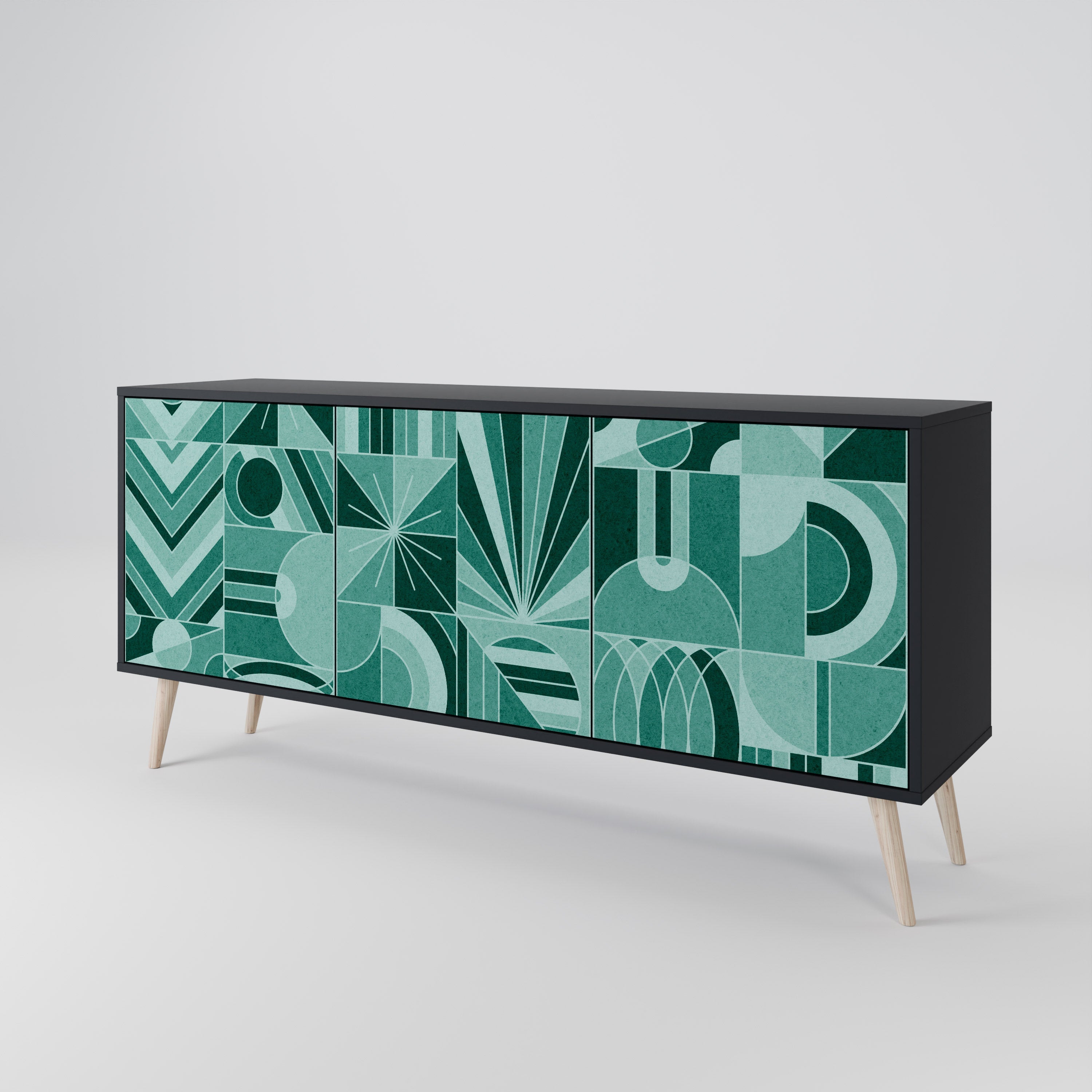 HARMONIC GRID 3-türiges Sideboard in Schwarz