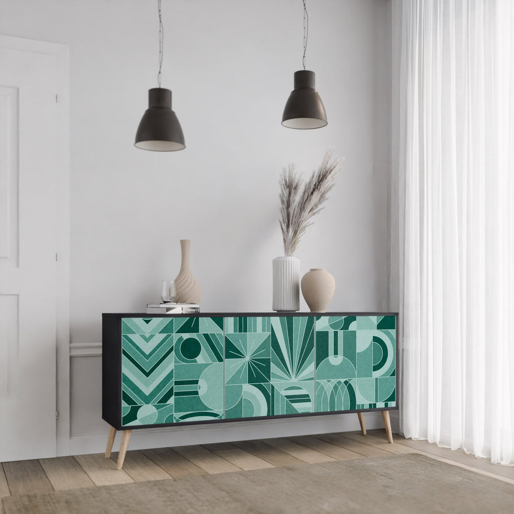 HARMONIC GRID 3-türiges Sideboard in Schwarz