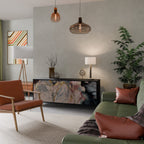 GILDED SWIRLS 3-Door Sideboard in Black Finish