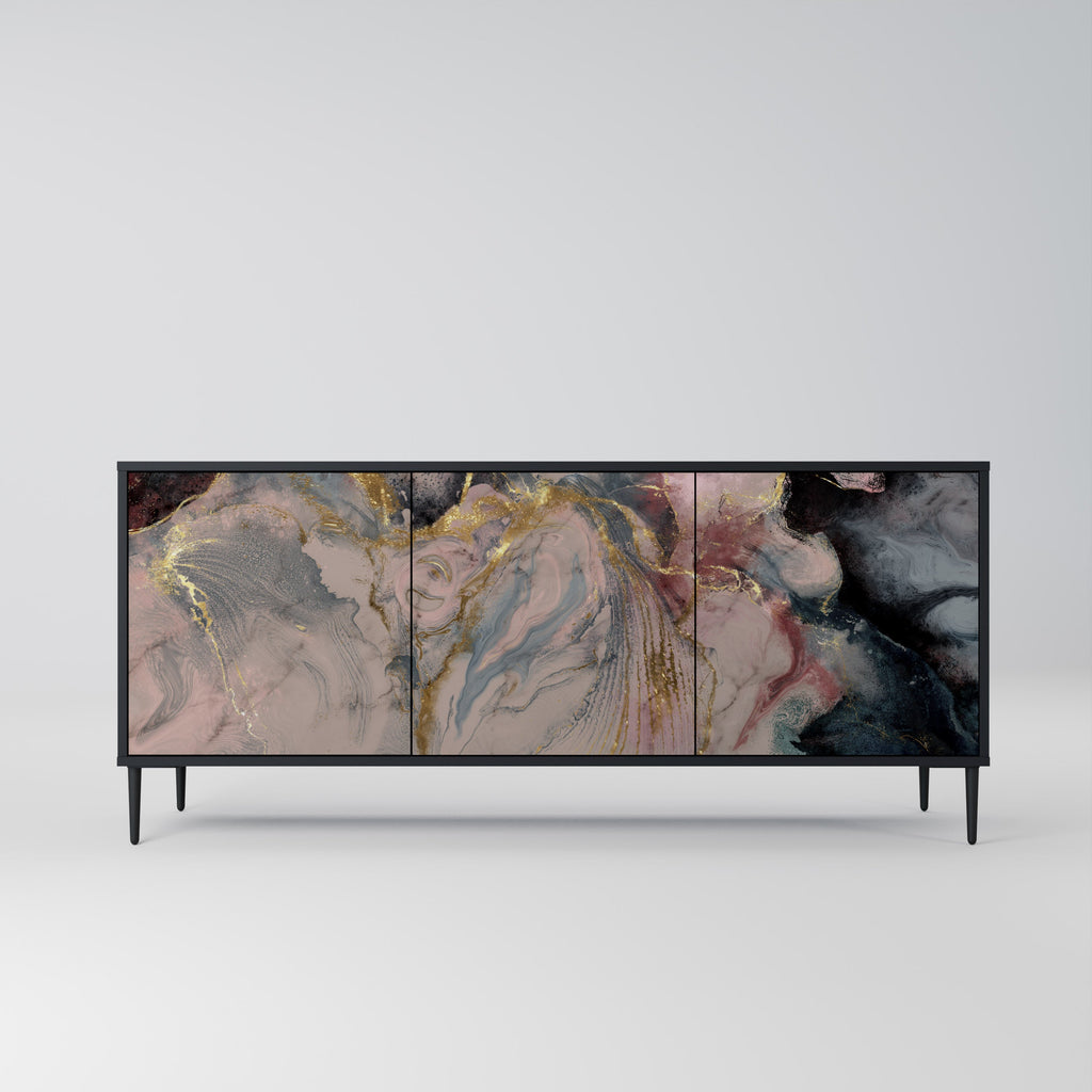 GILDED SWIRLS Sideboard mit 3 Türen in Schwarz