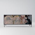 GILDED SWIRLS 3-Door Sideboard in Black Finish