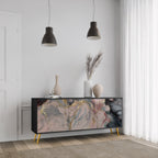 GILDED SWIRLS 3-Door Sideboard in Black Finish