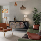 GILDED SWIRLS 3-Door Sideboard in Black Finish