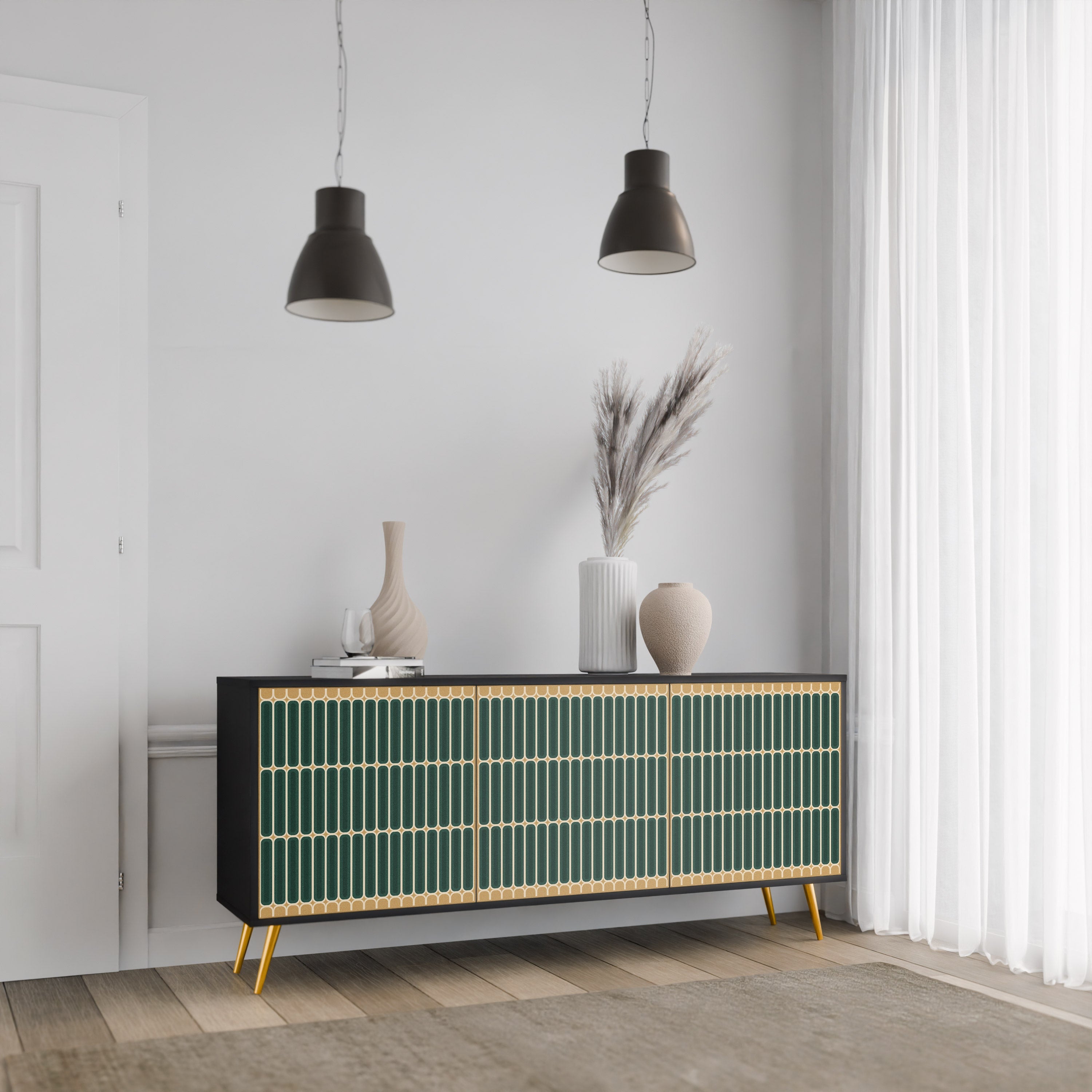 ILUSION GATE 3-türiges Sideboard in Schwarz