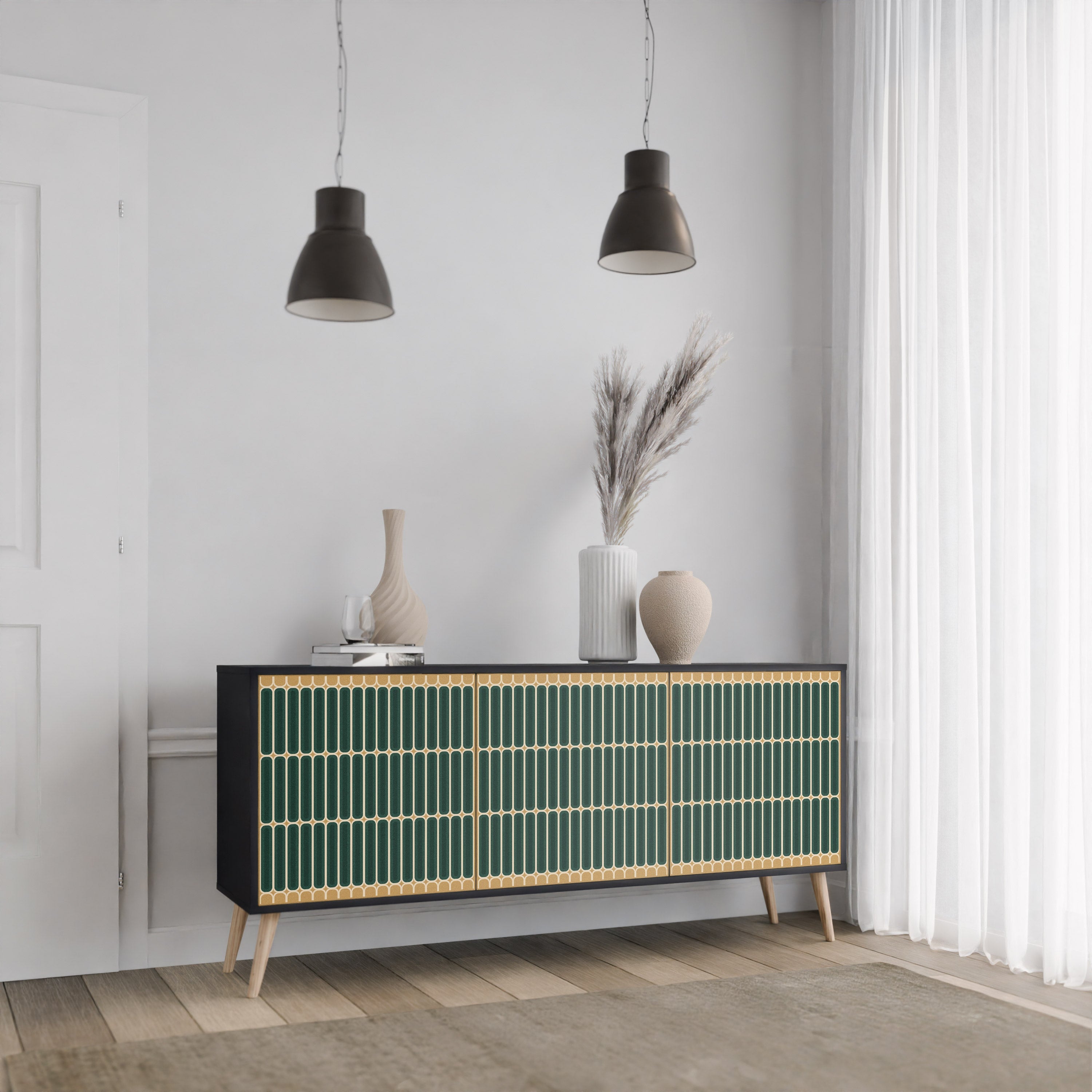 ILUSION GATE 3-türiges Sideboard in Schwarz