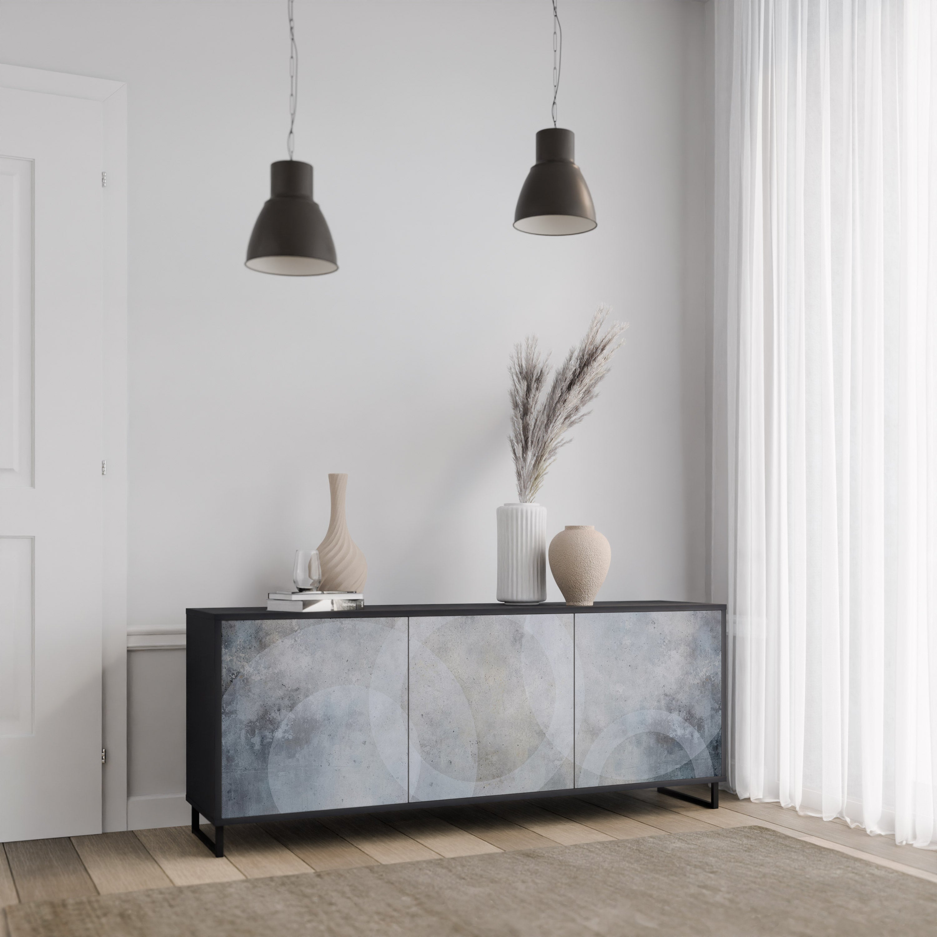 MUTED ARC 3-türiges Sideboard in Schwarz