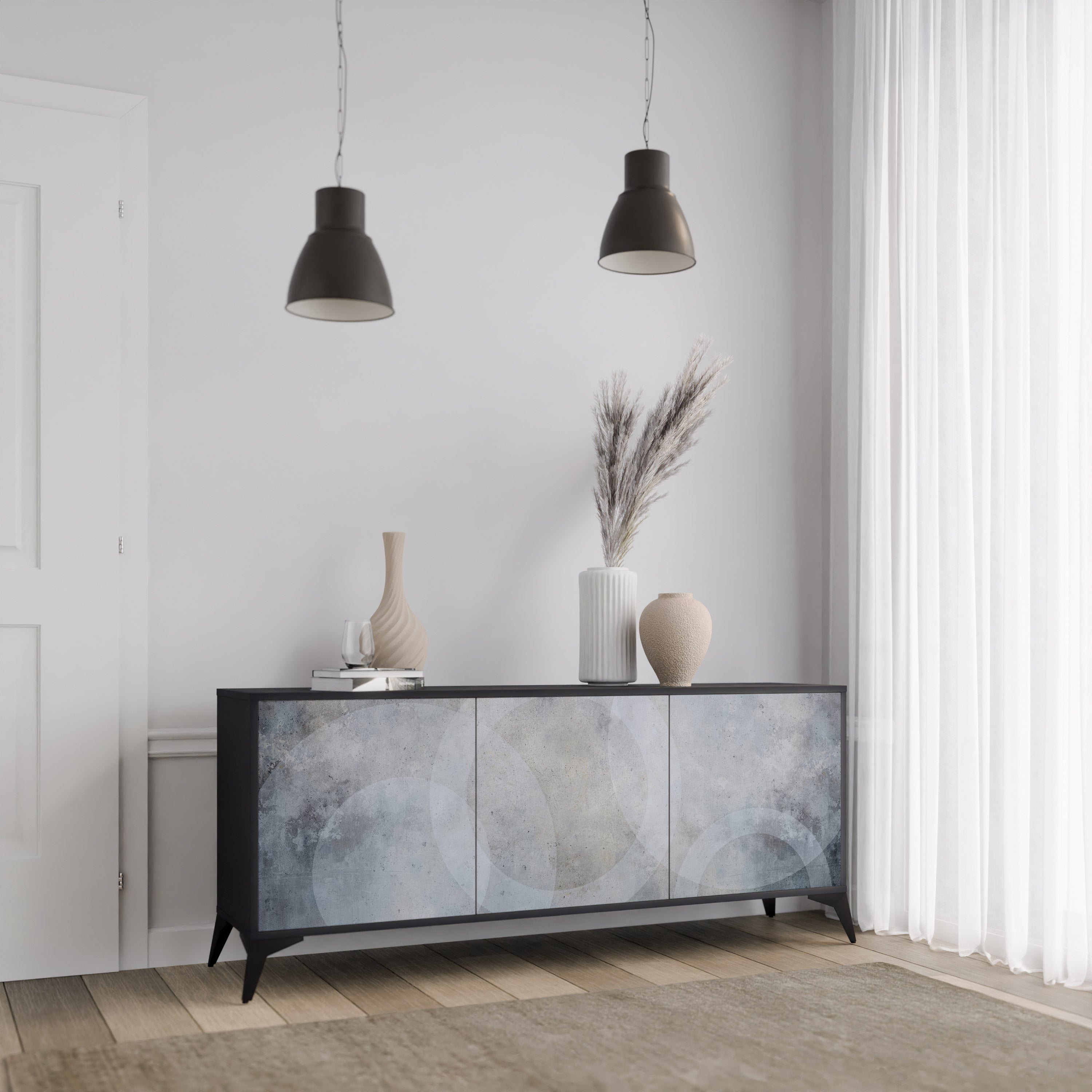 MUTED ARC 3-türiges Sideboard in Schwarz