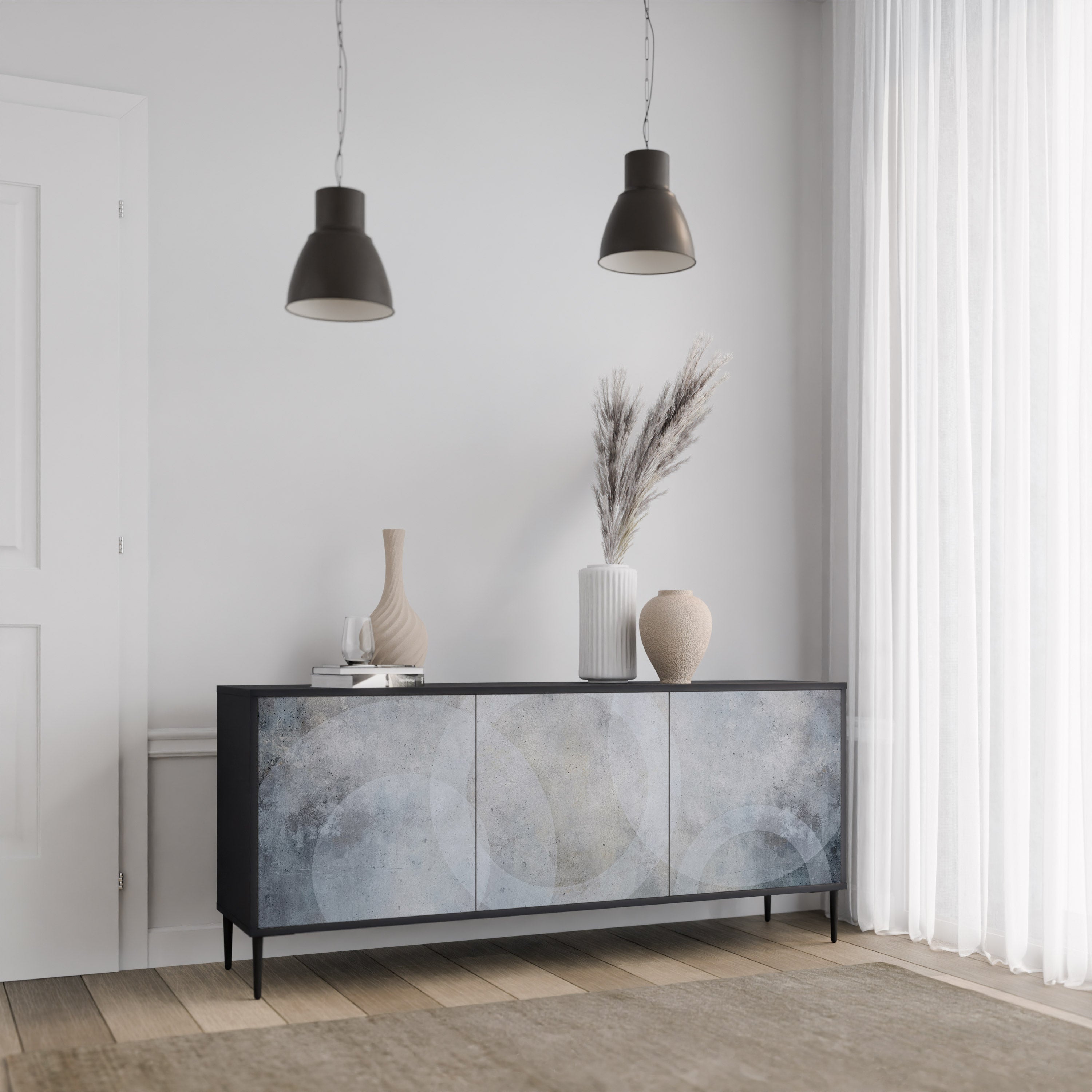 MUTED ARC 3-türiges Sideboard in Schwarz