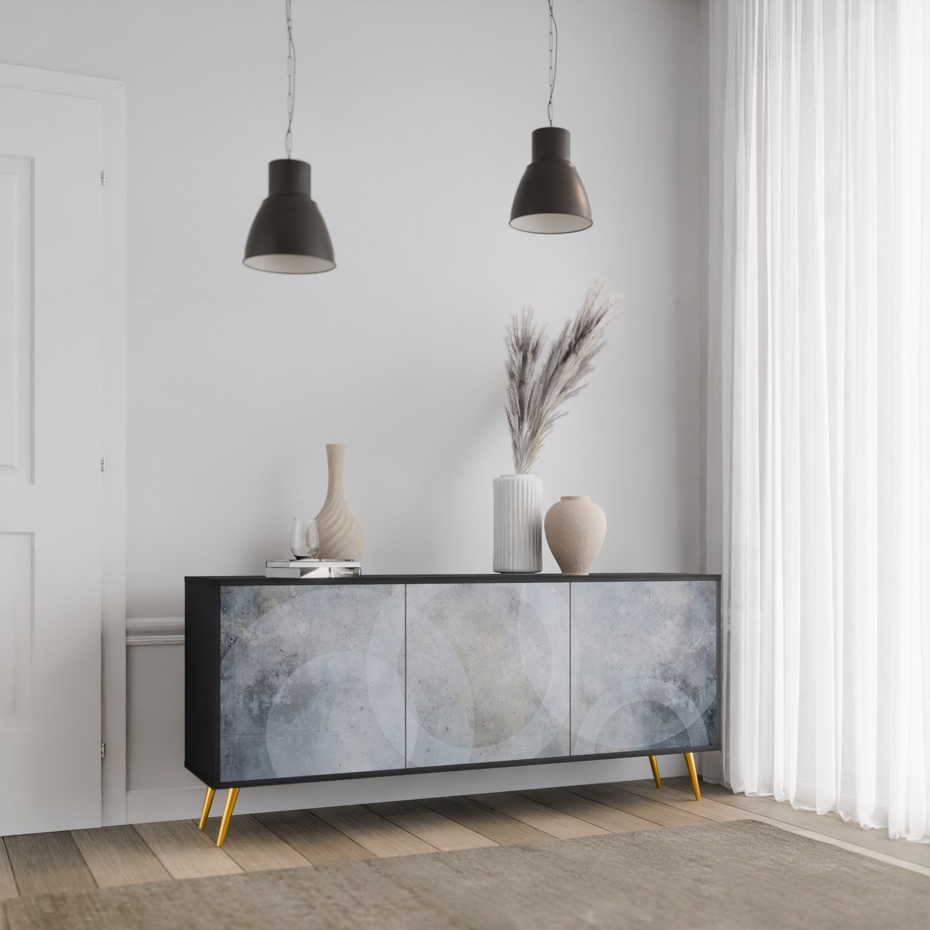 MUTED ARC 3-türiges Sideboard in Schwarz