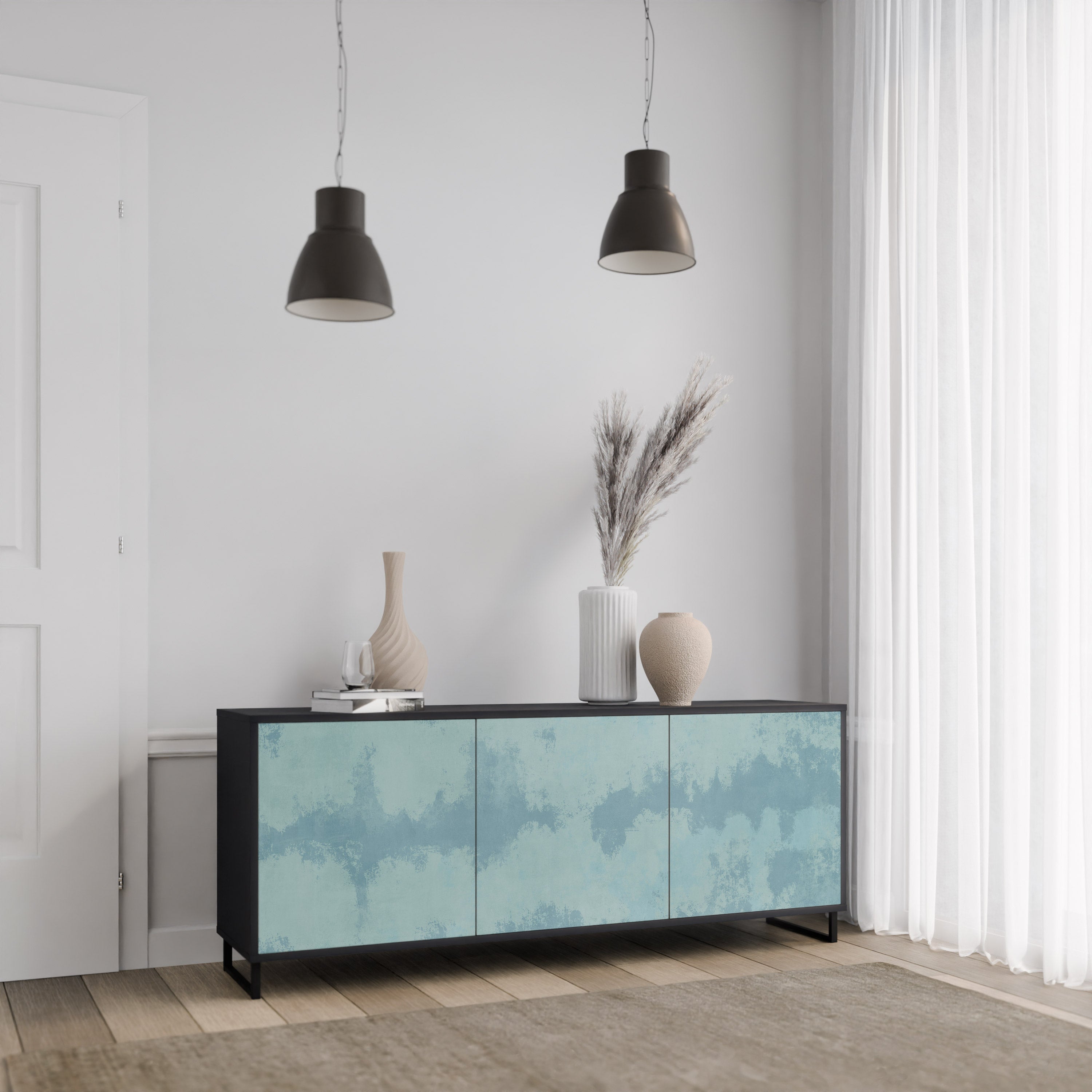 SKY WASH 3-türiges Sideboard in Schwarz