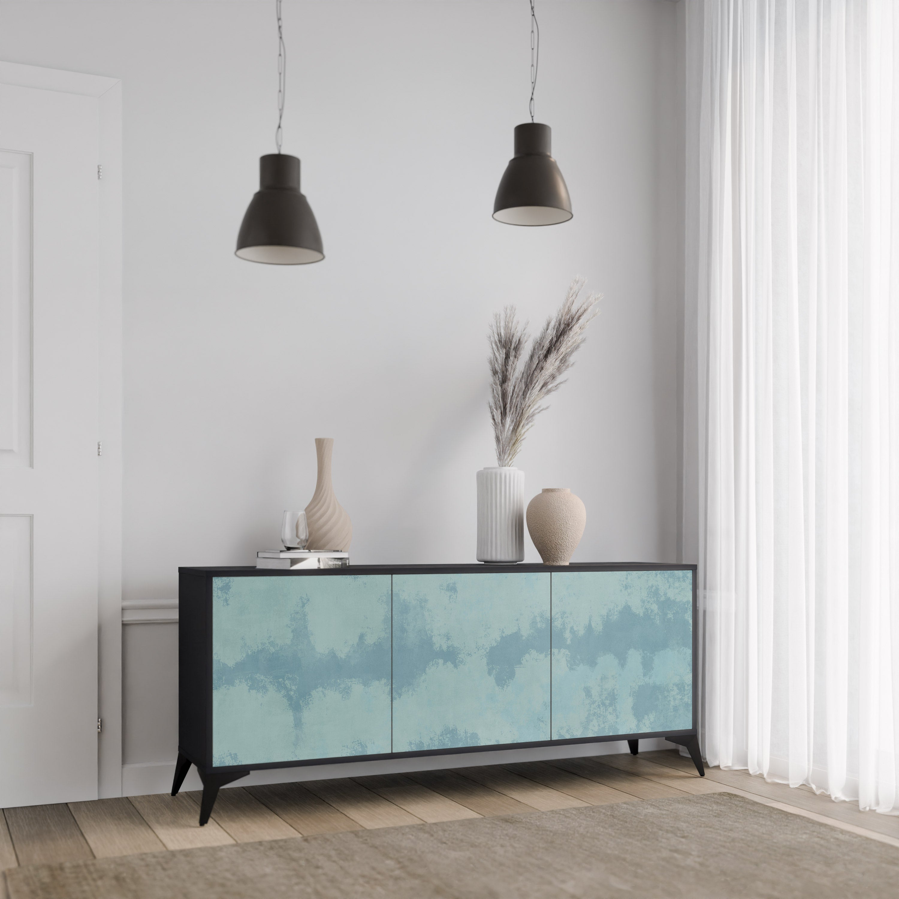 SKY WASH 3-türiges Sideboard in Schwarz