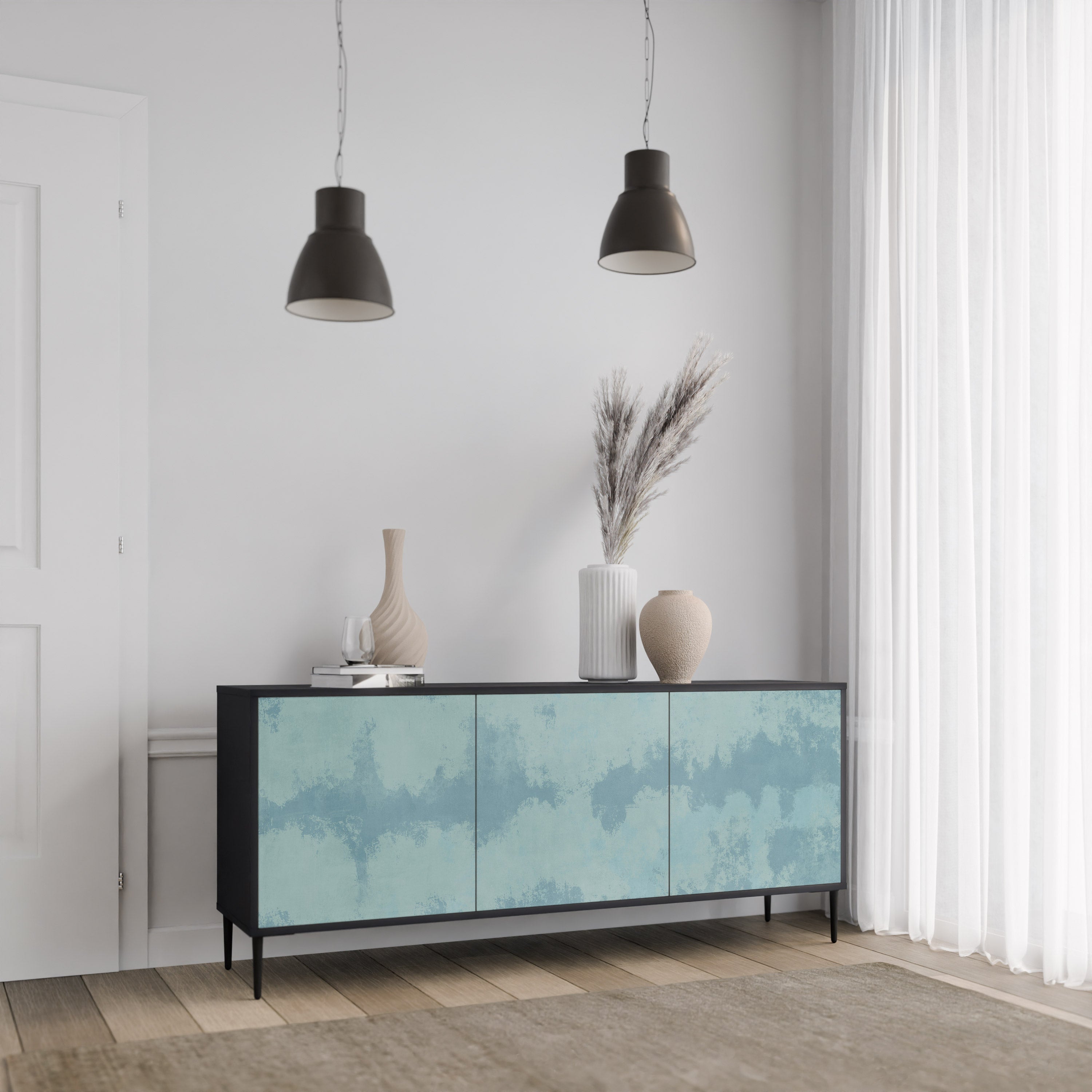 SKY WASH 3-türiges Sideboard in Schwarz