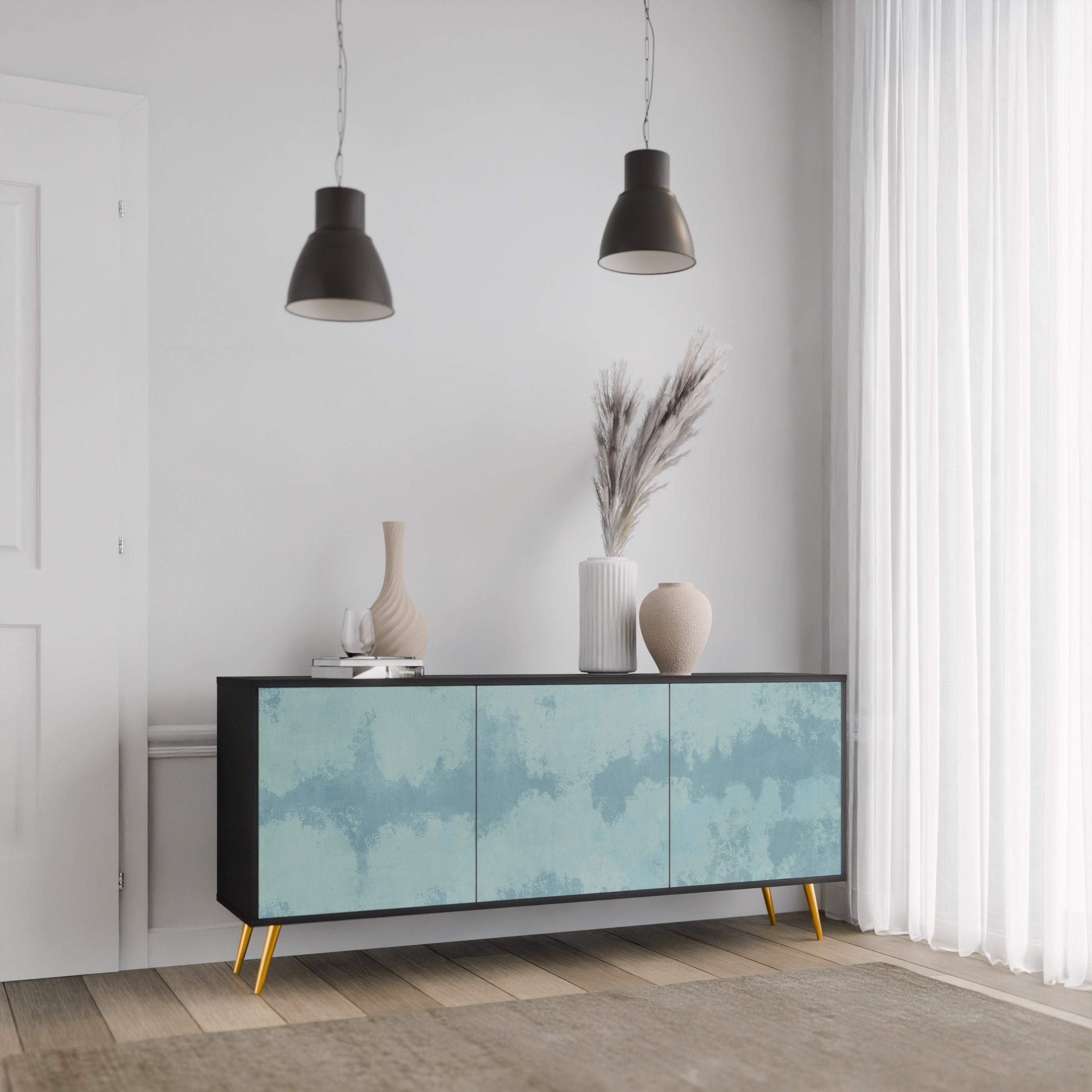 SKY WASH 3-türiges Sideboard in Schwarz