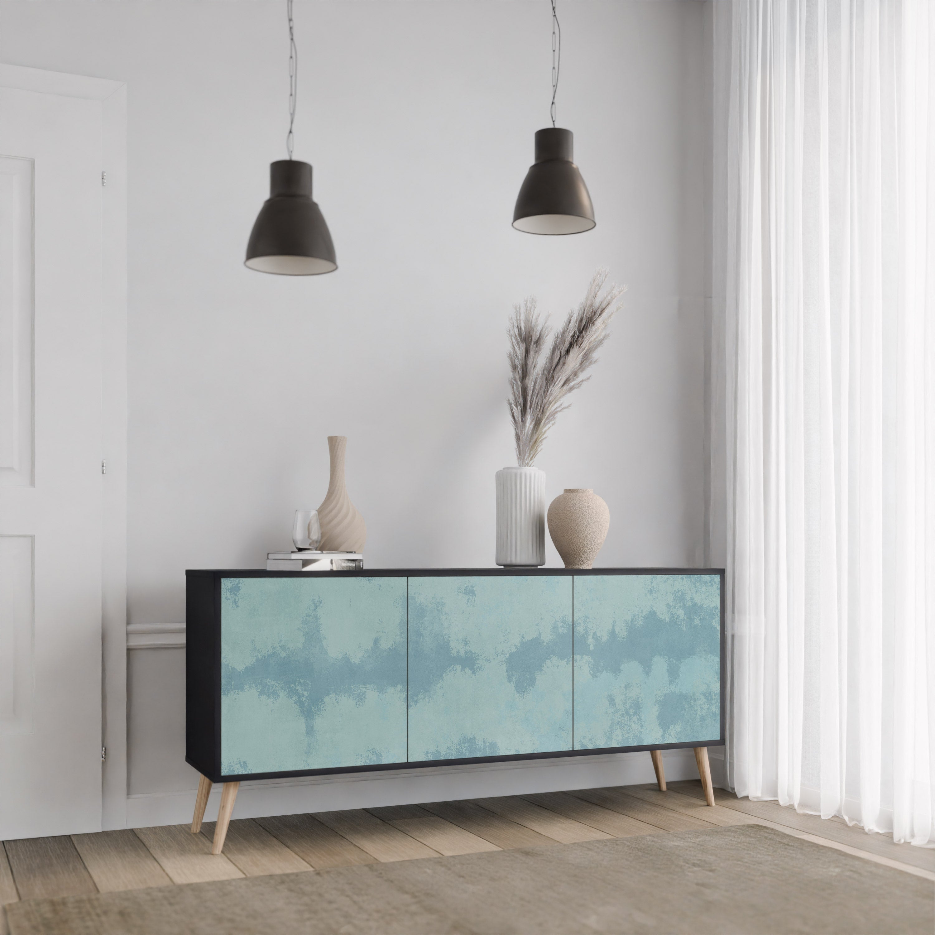 SKY WASH 3-türiges Sideboard in Schwarz