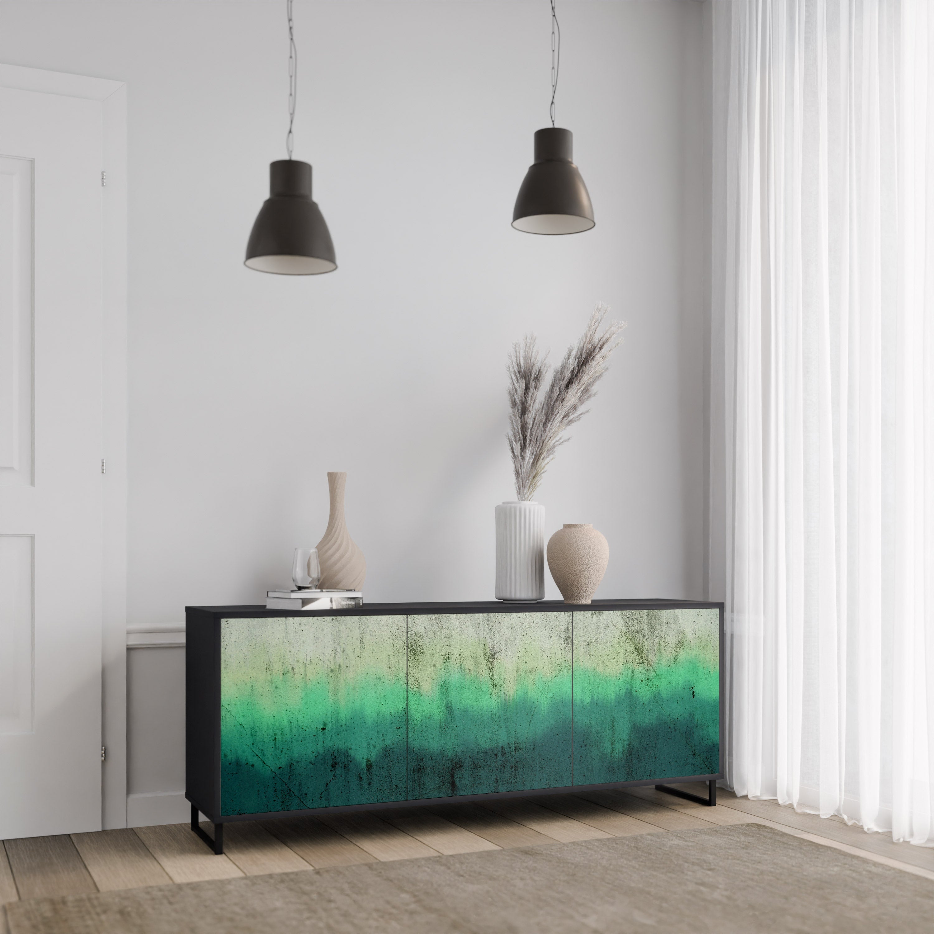NORTHERN LIGHTS Sideboard mit 3 Türen in Schwarz