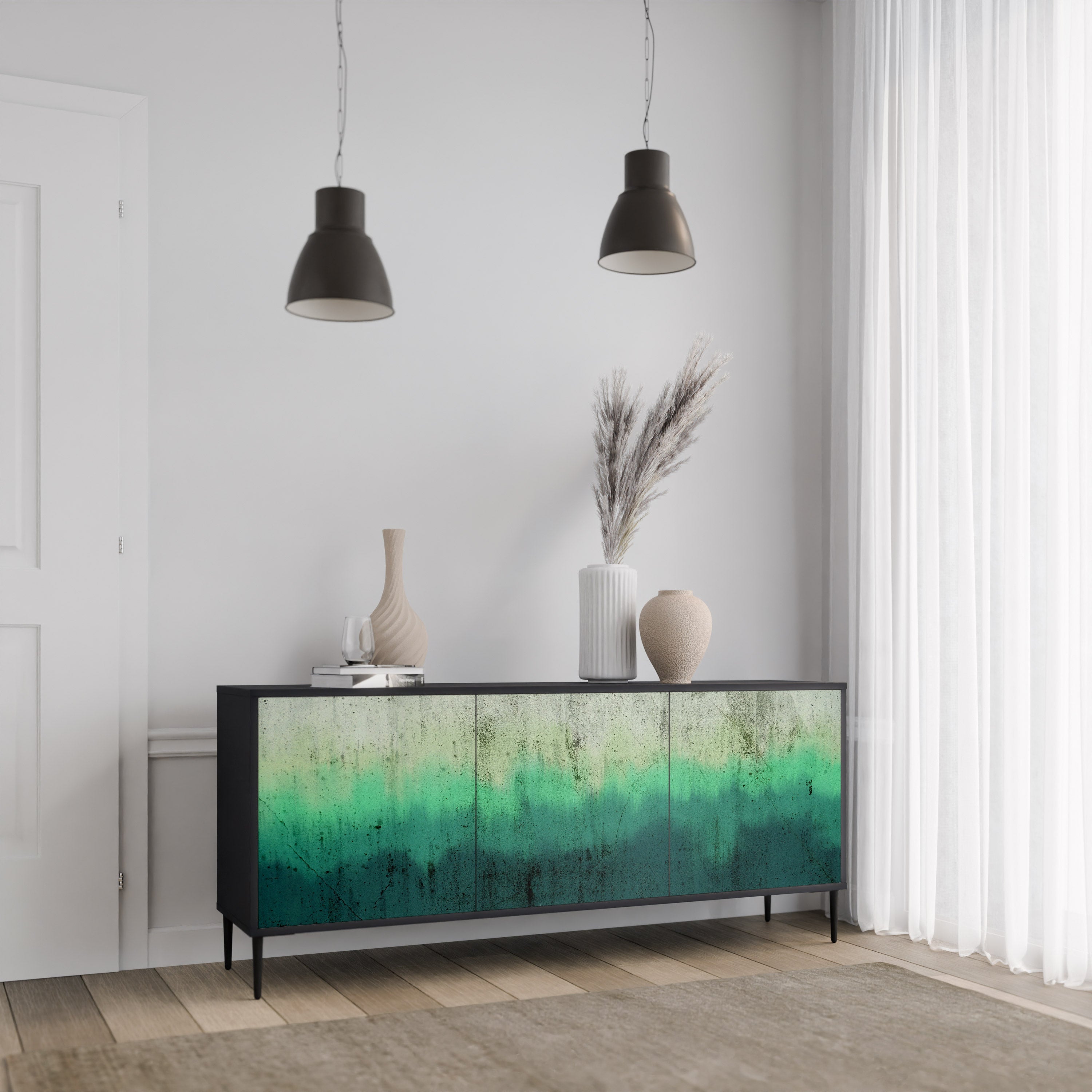 NORTHERN LIGHTS Sideboard mit 3 Türen in Schwarz